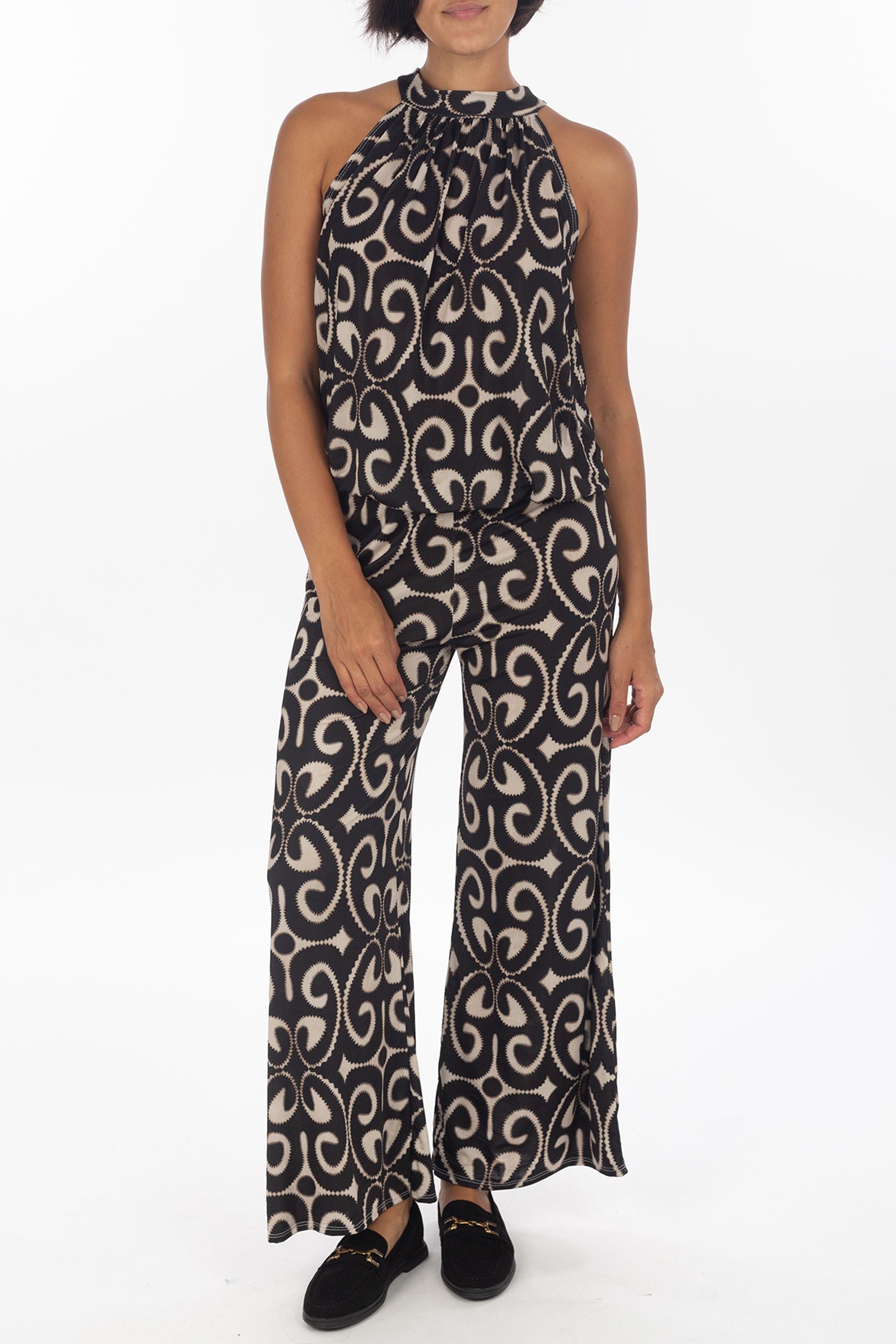 Pantalon de palazzo avec abstrait Motif