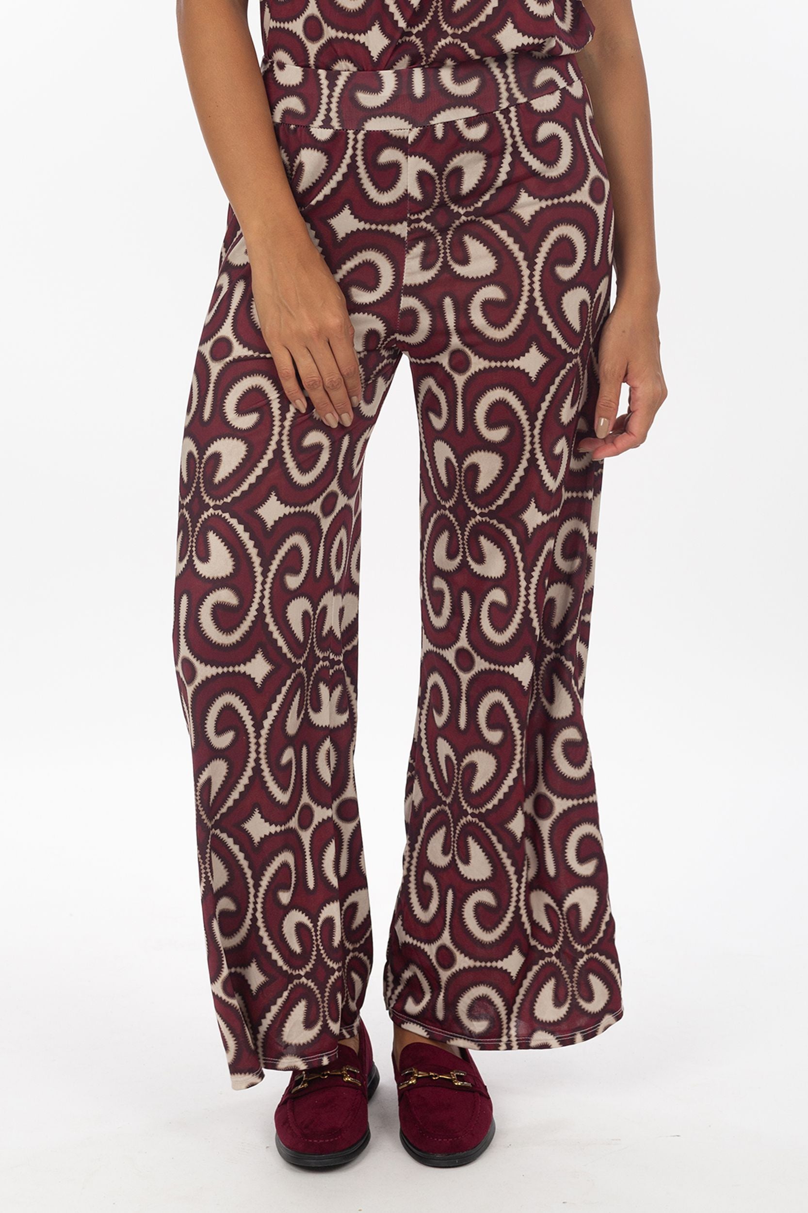 Pantalon de palazzo avec abstrait Motif