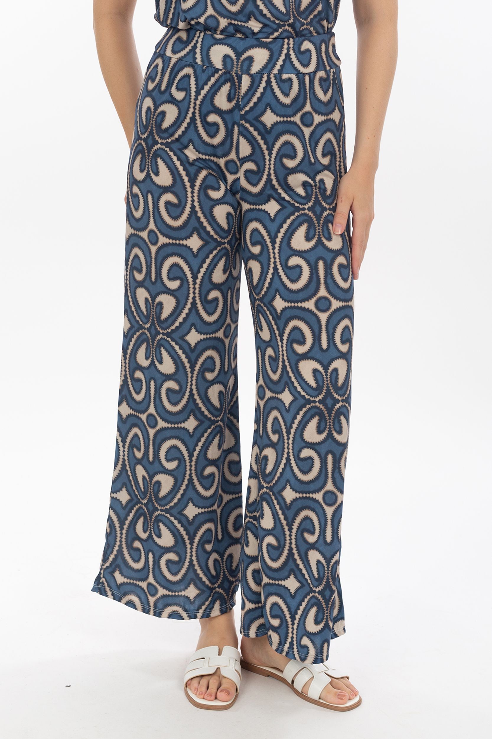 Pantalon de palazzo avec abstrait Motif