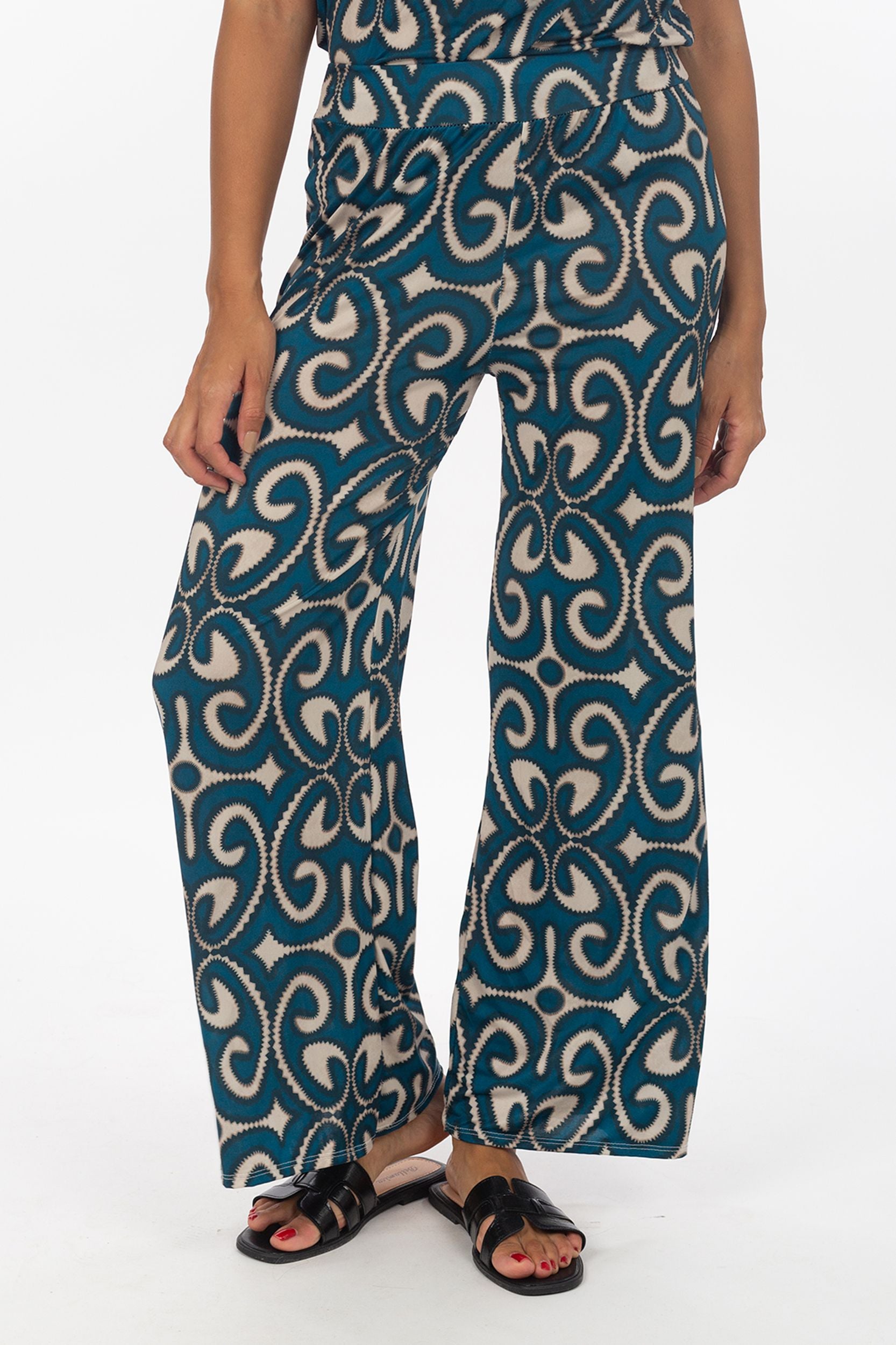 Pantalon de palazzo avec abstrait Motif