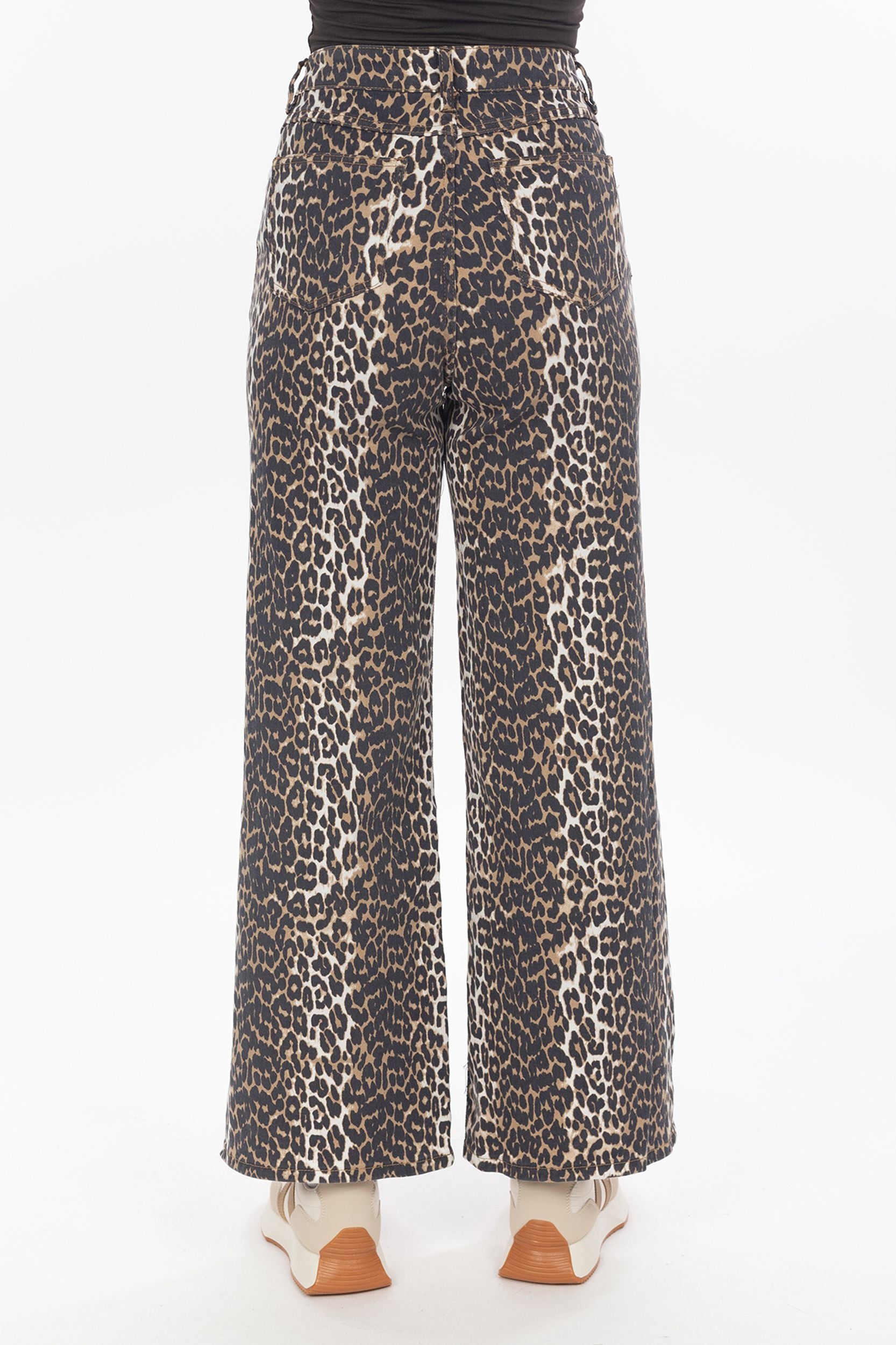 Hoge taille broek met leo-print