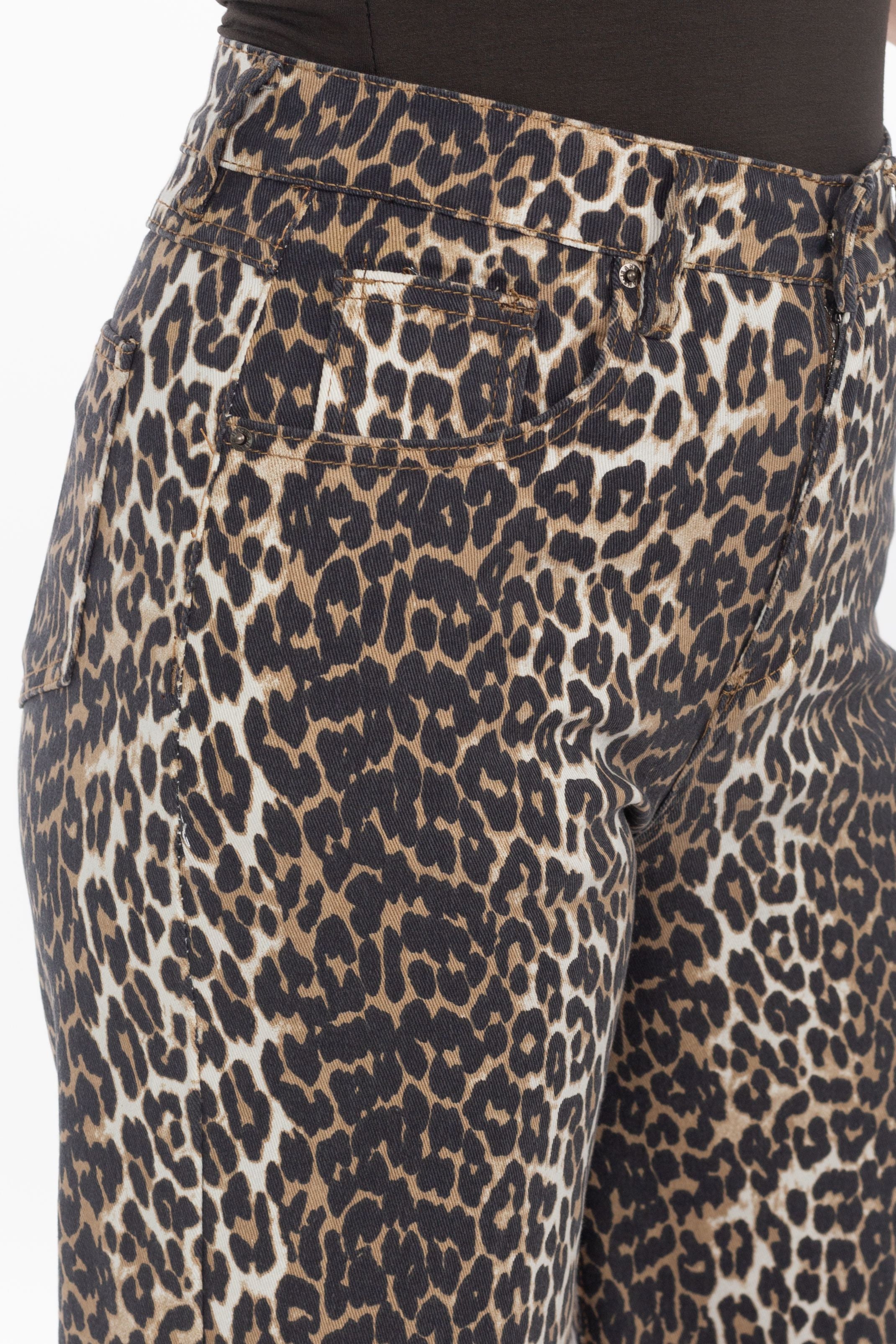 Hoge taille broek met leo-print