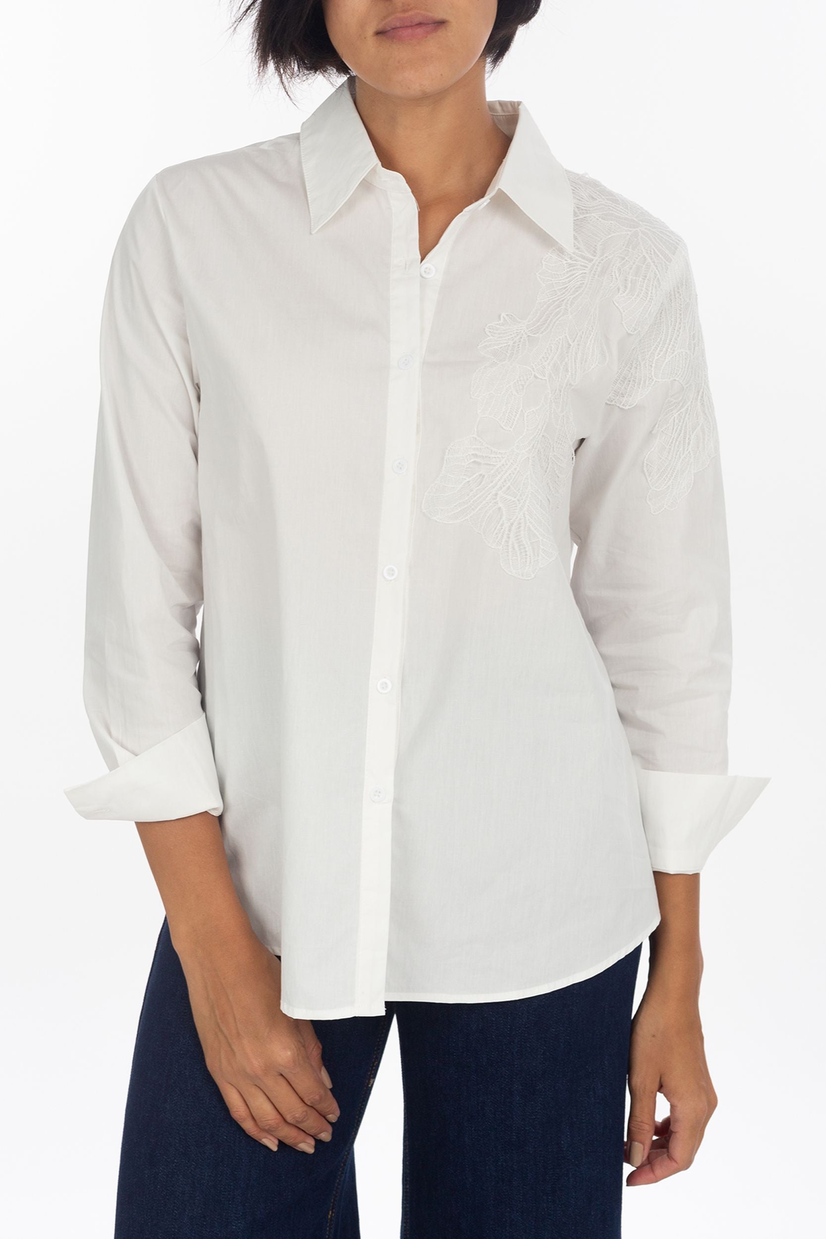 Shirt blouse met topdetail