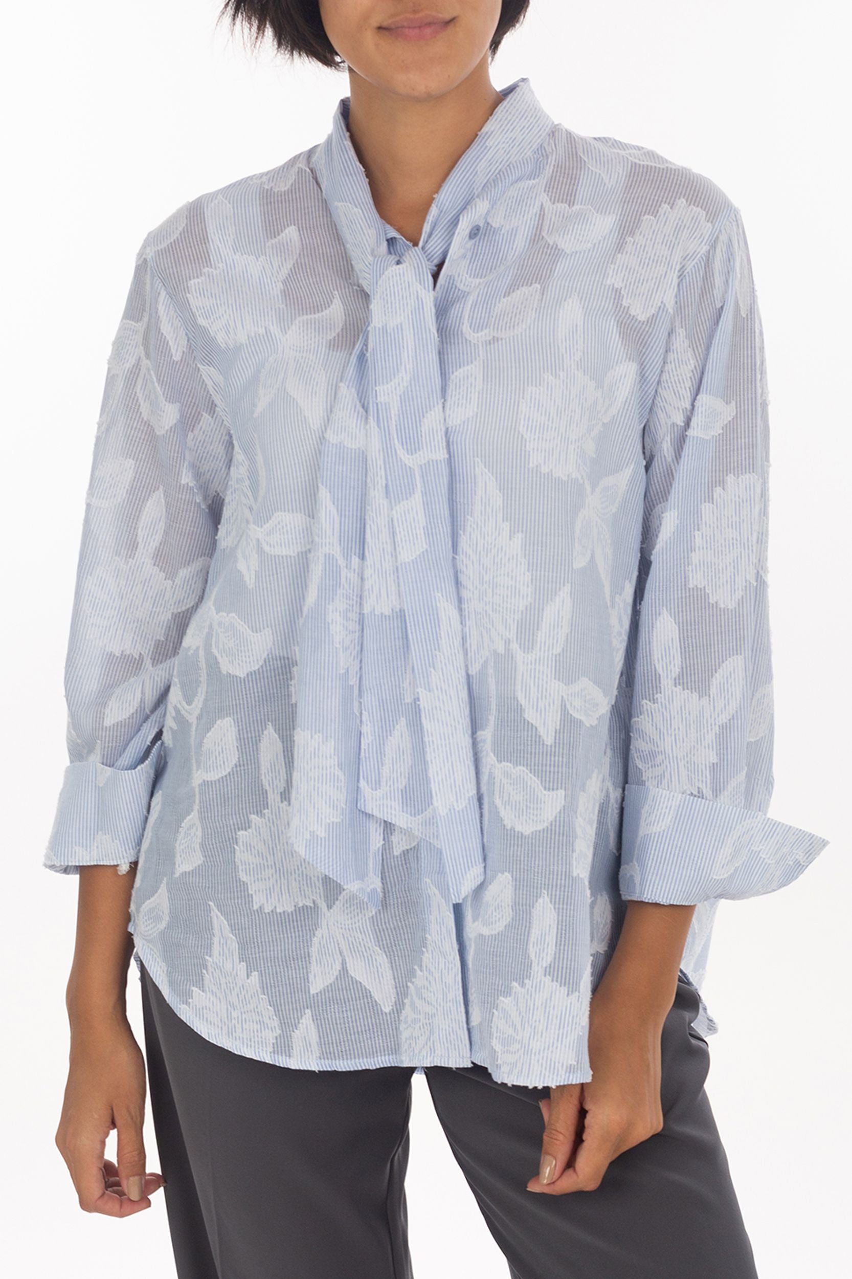 Floral shirt blouse with binding detail