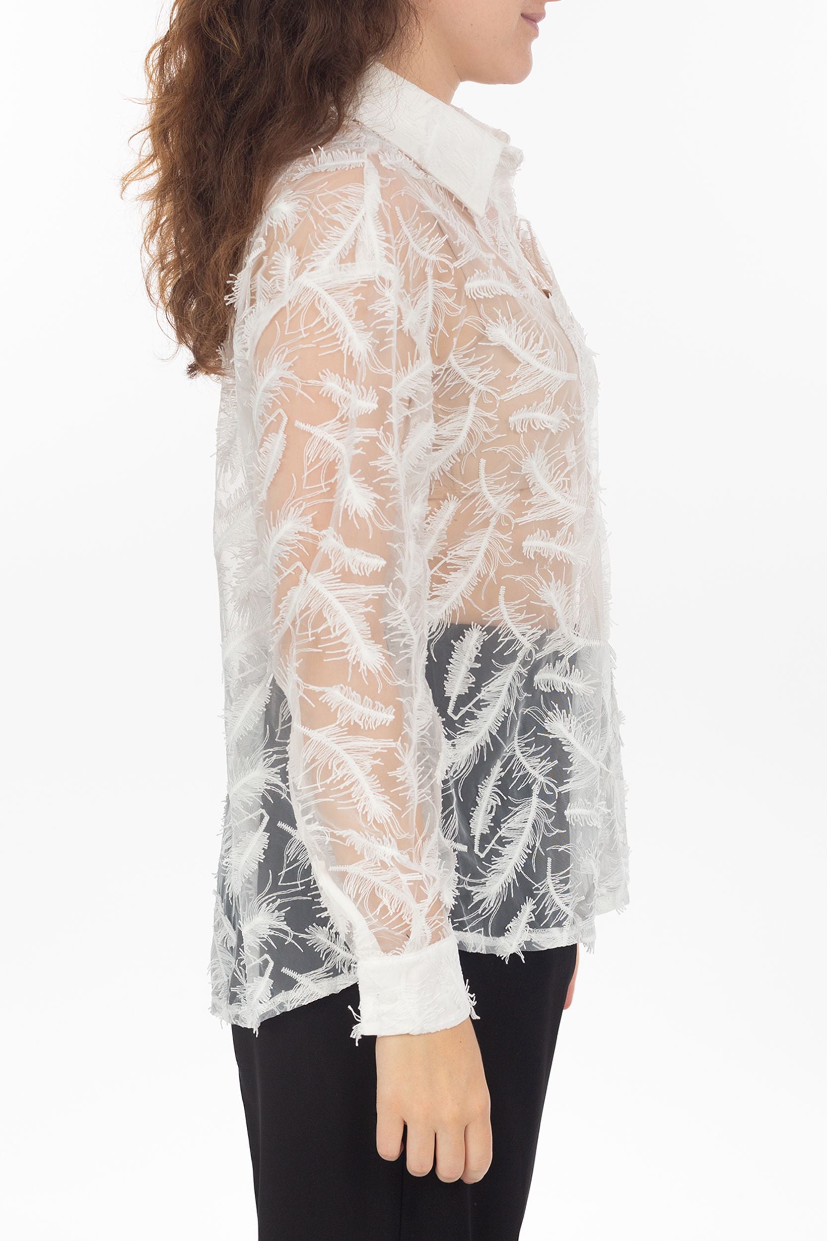 Transparente Bluse mit Feder-Details