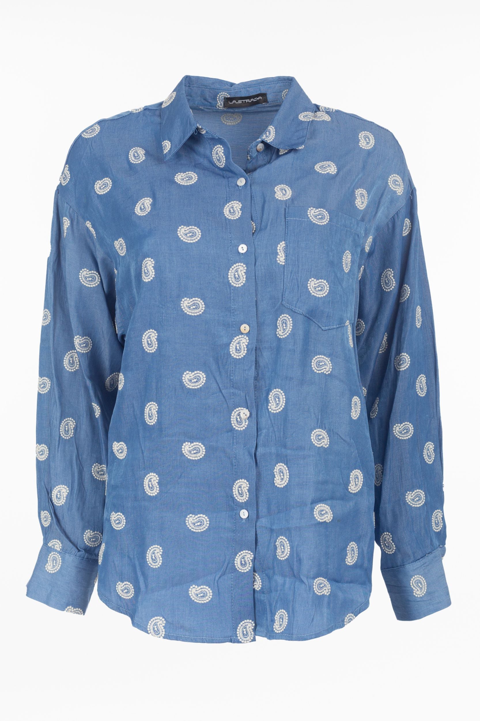 Paisley-Bluse in Denim-Optik