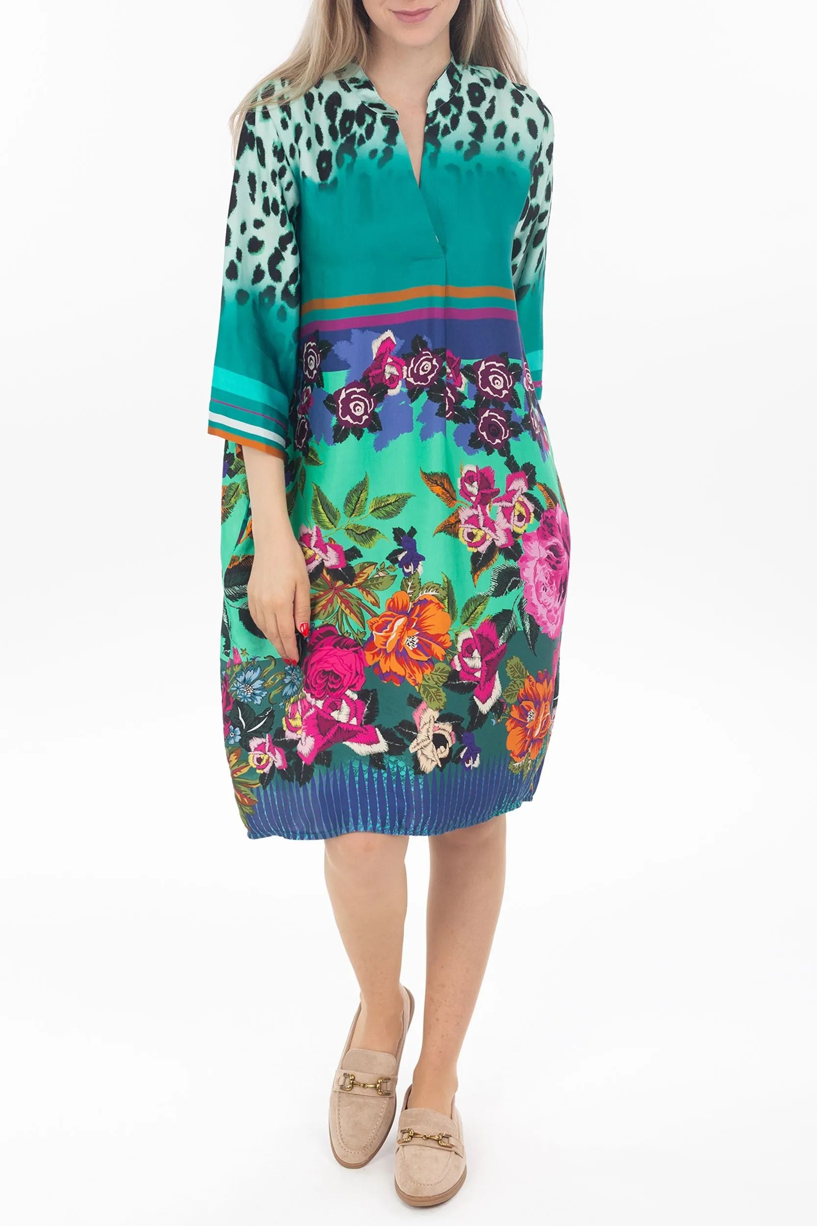 Floral Robe midi avec Détails Leo