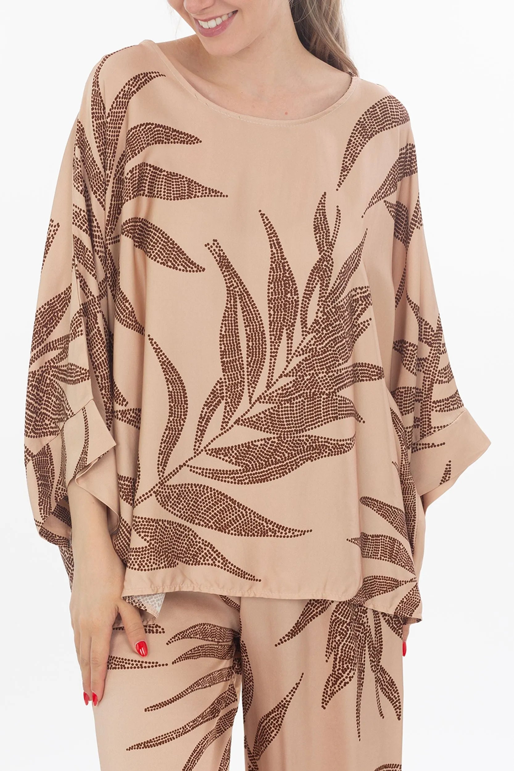 Blouse avec tropical en pointilléMotif