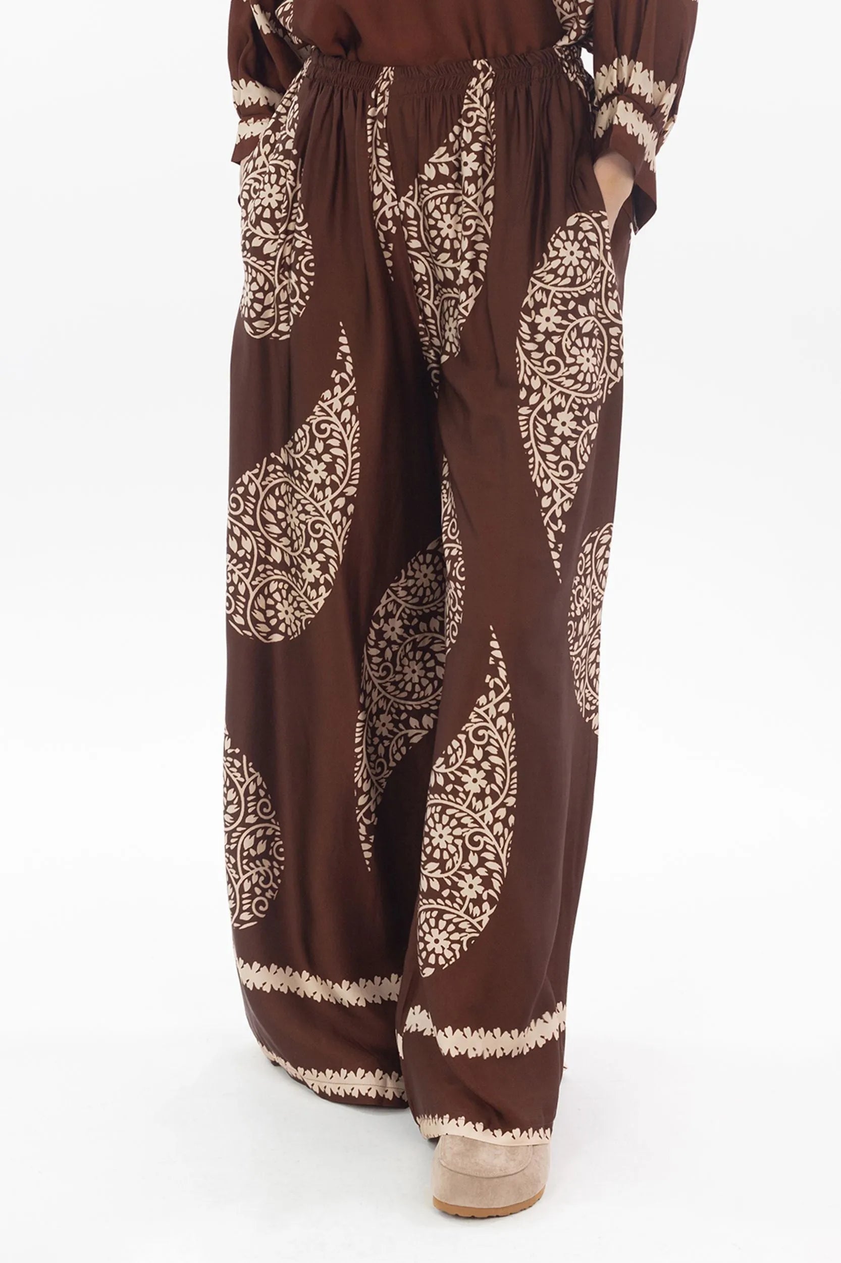 Pantalon de palazzo avec Grand paisley Motif