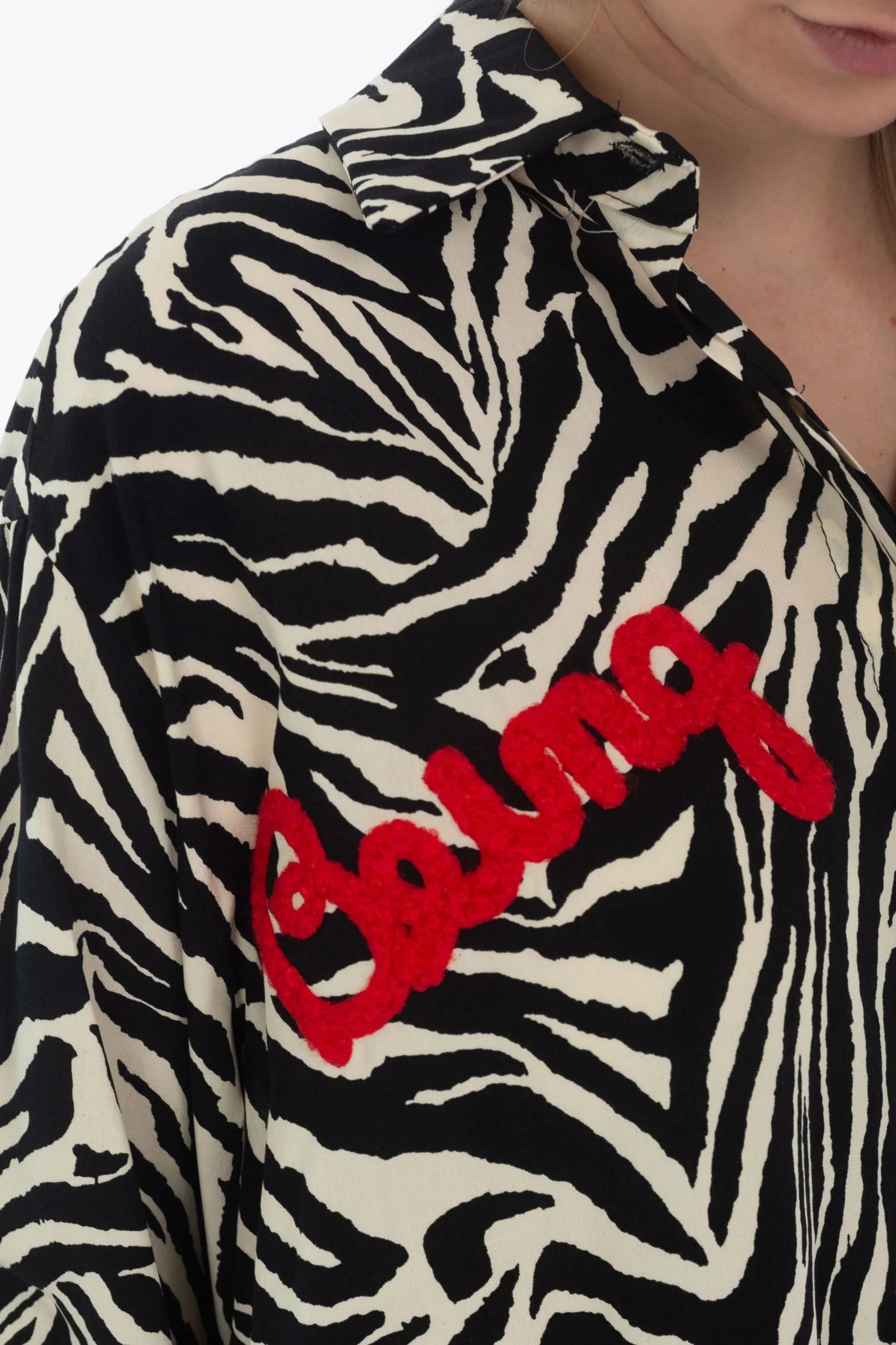 Langarmbluse mit Zebra-Muster