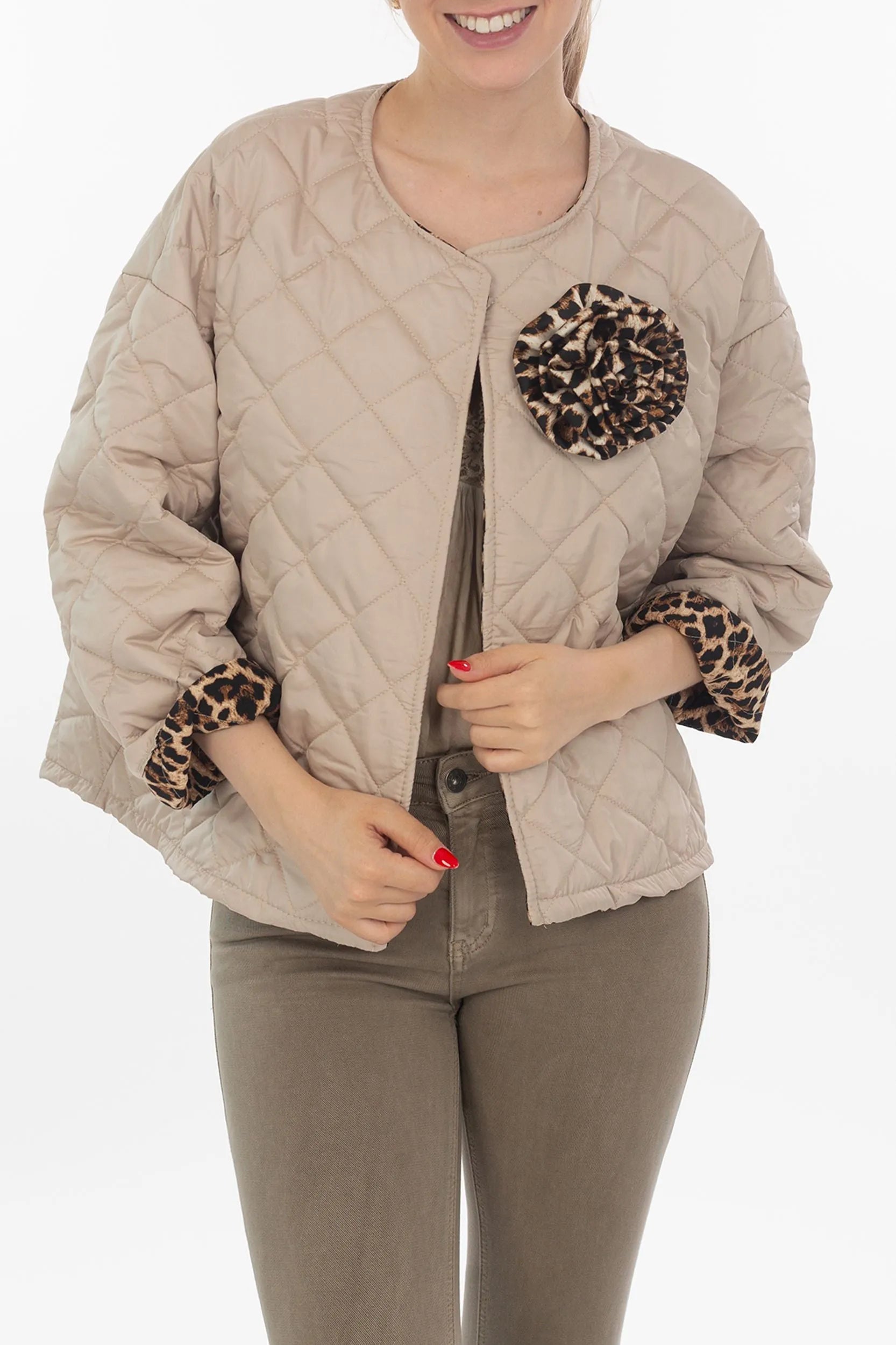 Stepp jacket with 3D flower