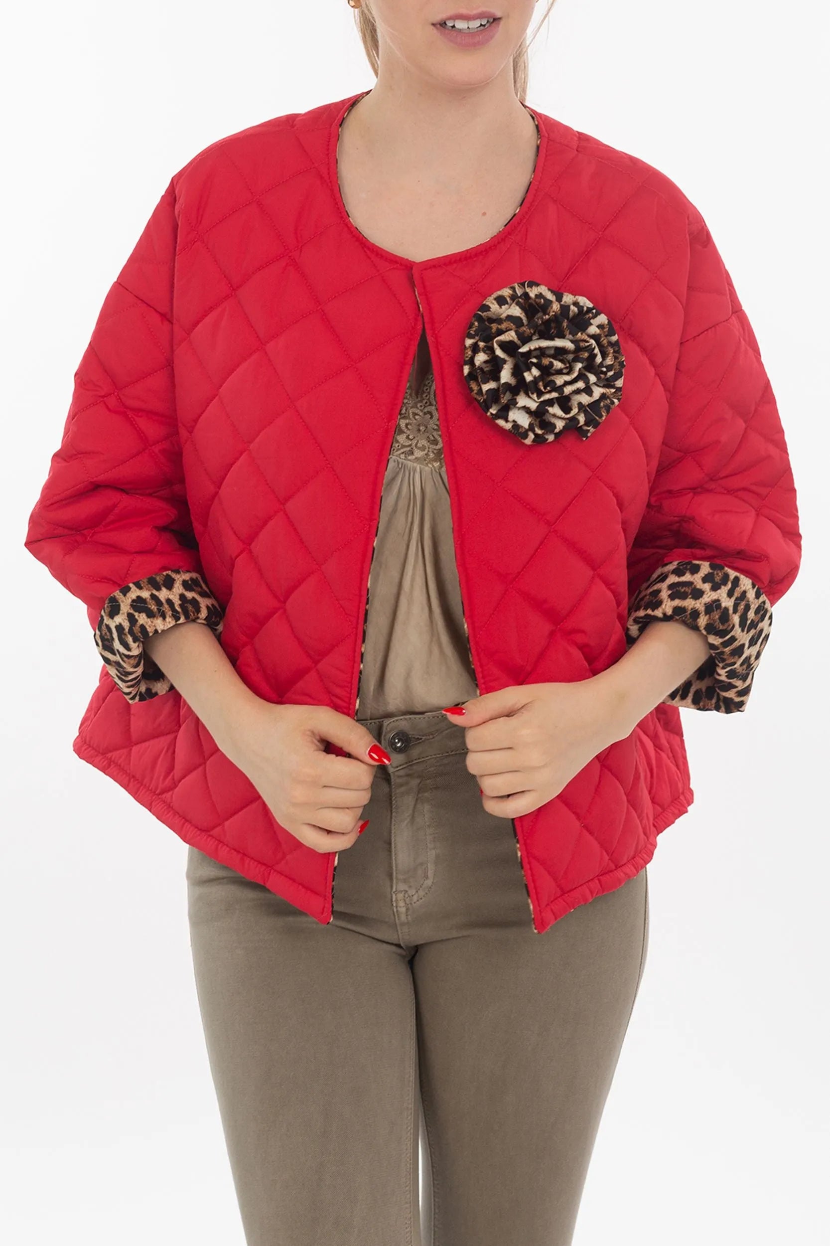 Steppjacke mit 3D-Blume