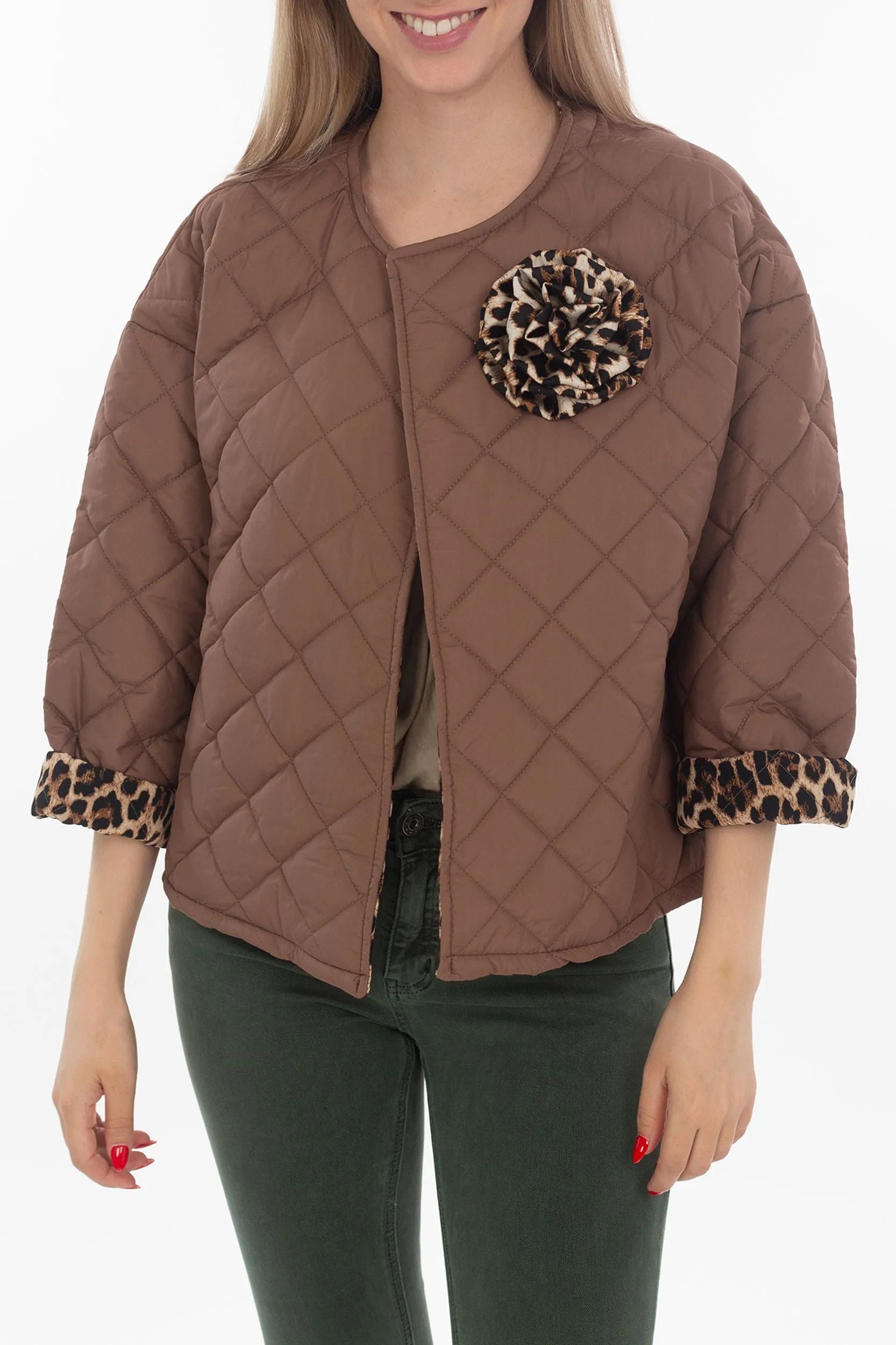 Steppjacke mit 3D-Blume