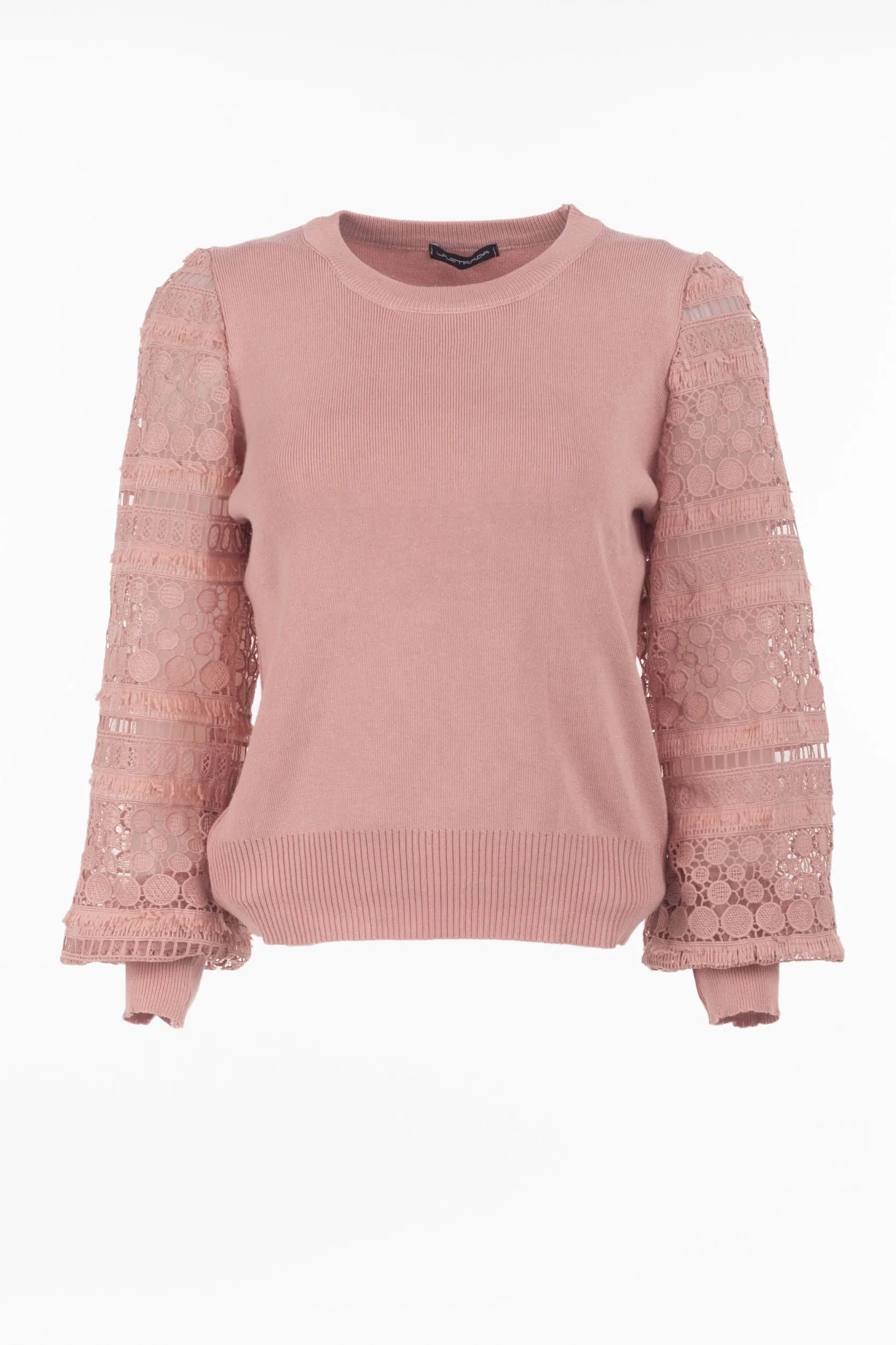 Knitted sweater transparent sleeves