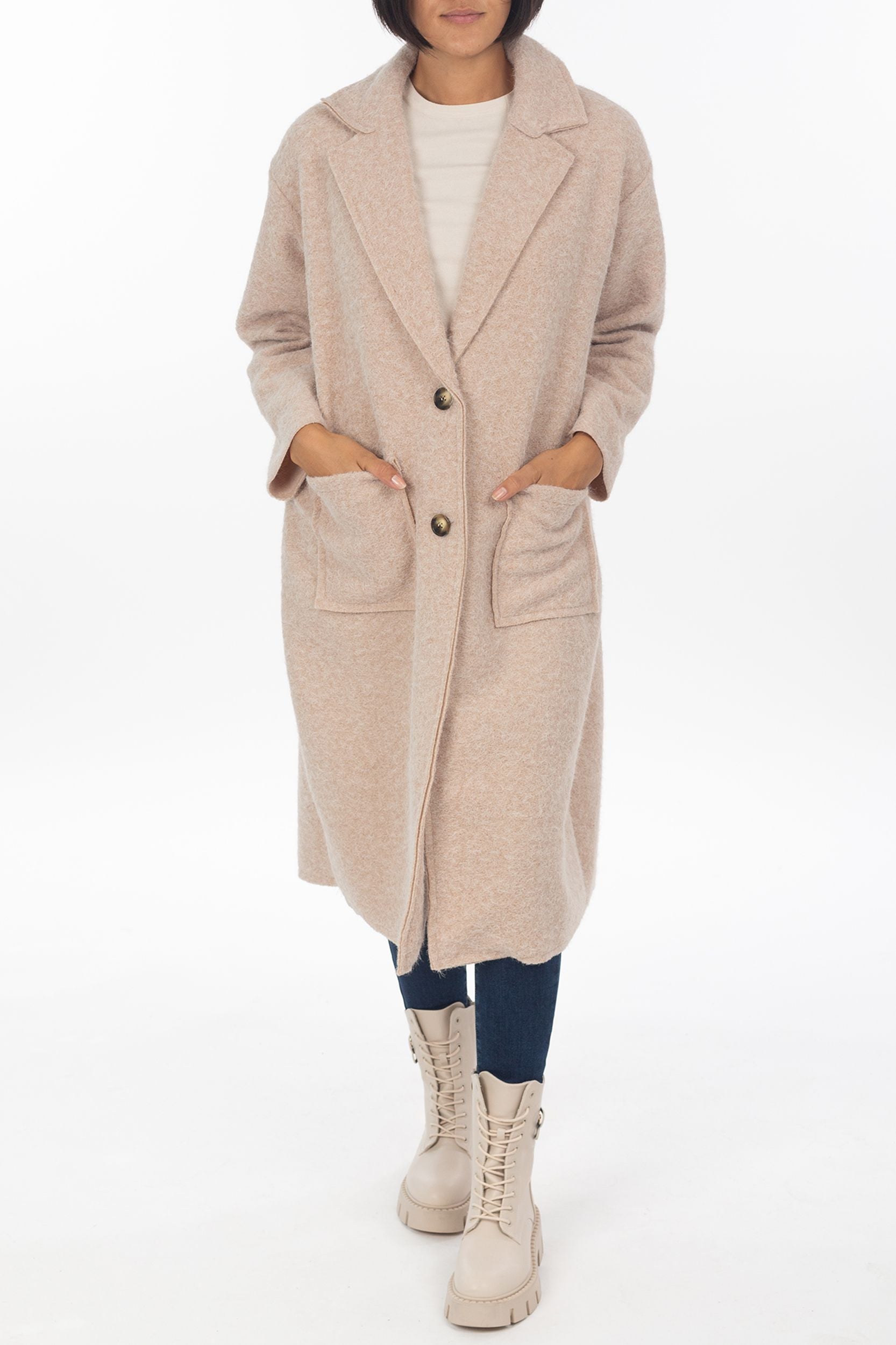 Long coat with a button