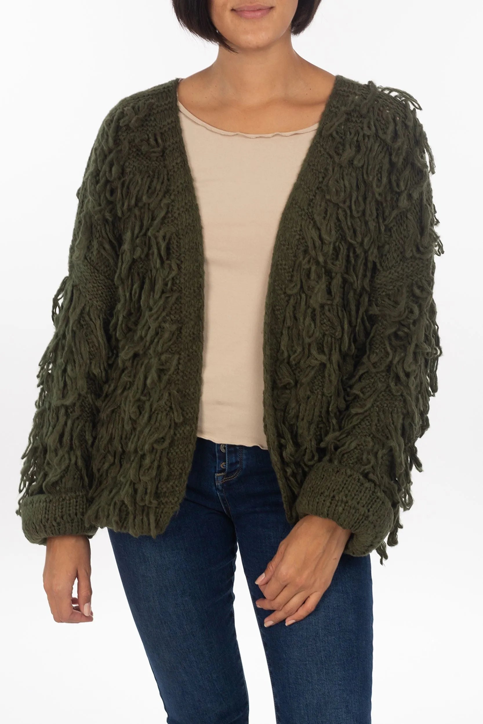 Strickjacke mit Fransen