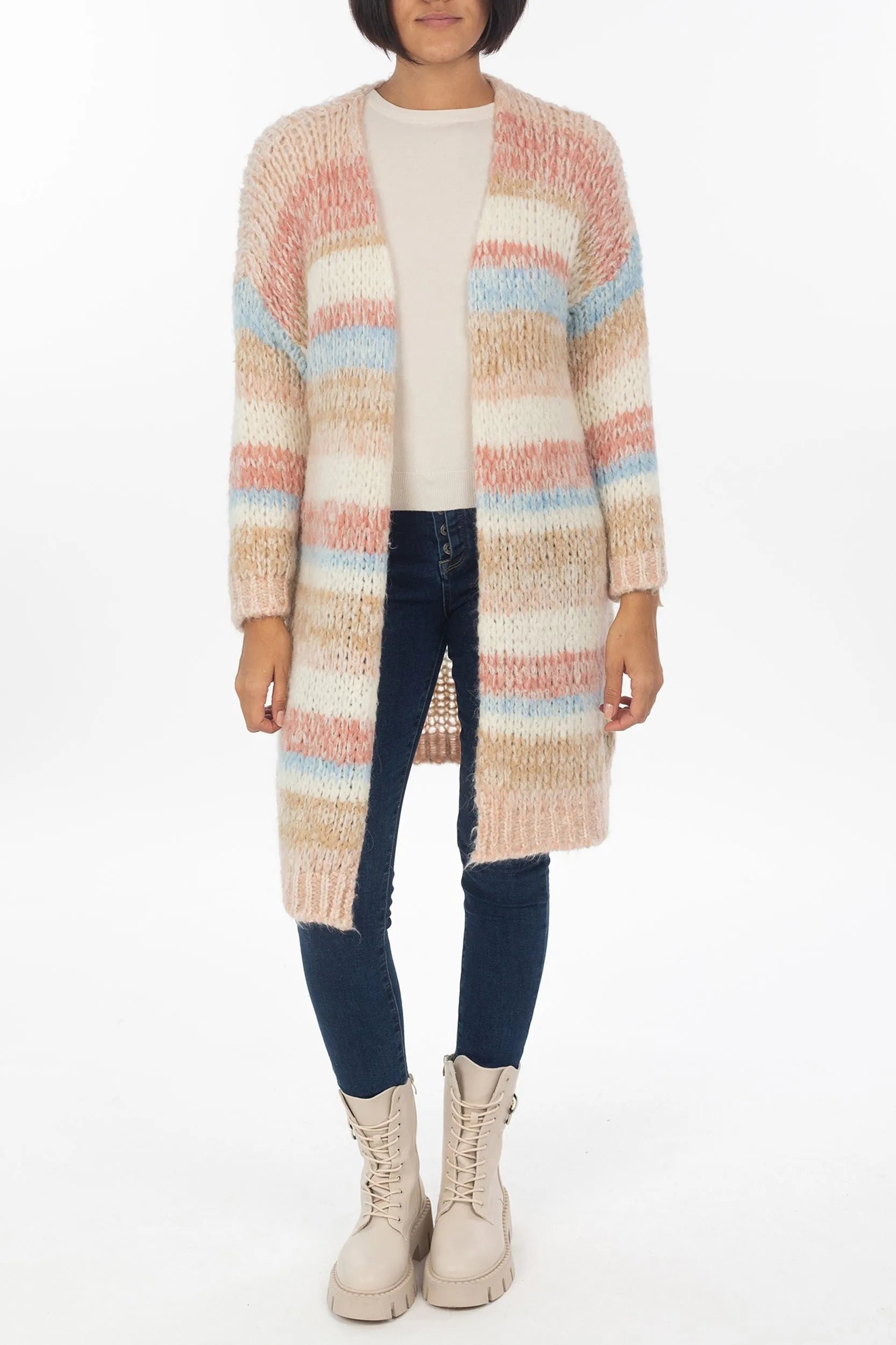 Cardigan lungo con strisce