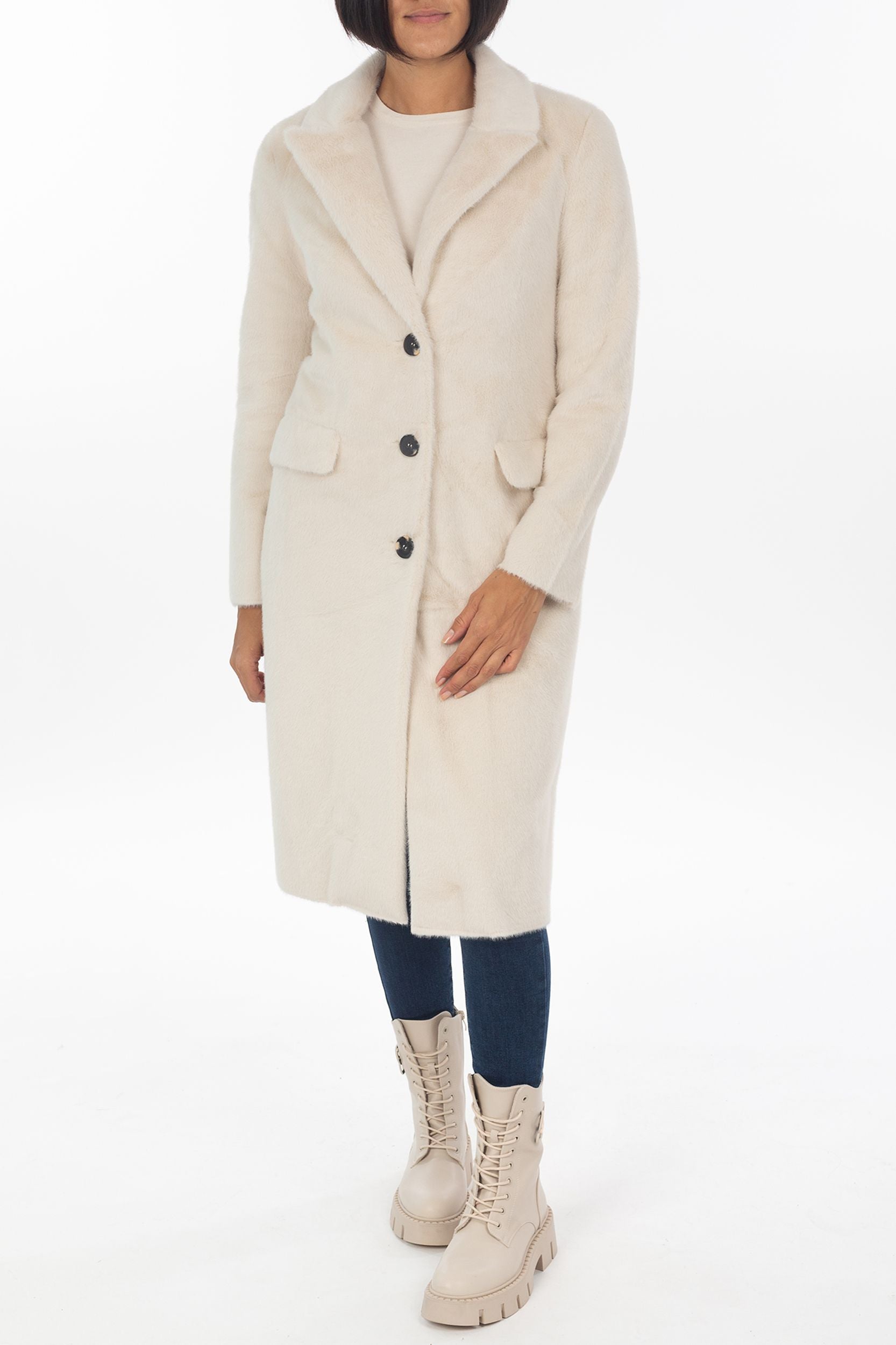 Long coat with button bar