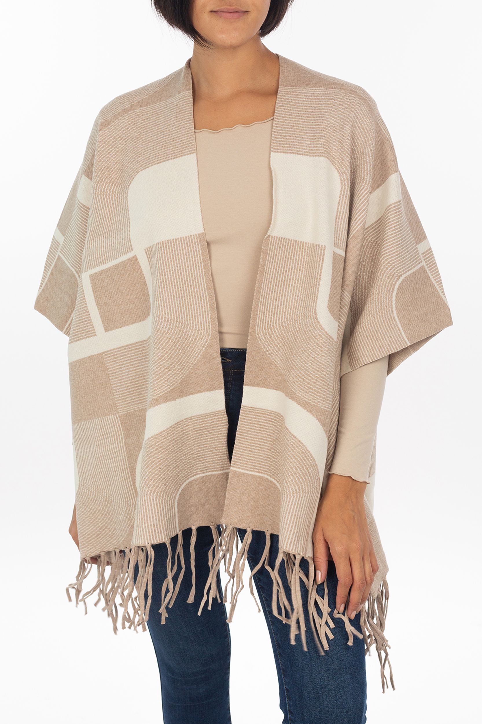 Poncho with fringe