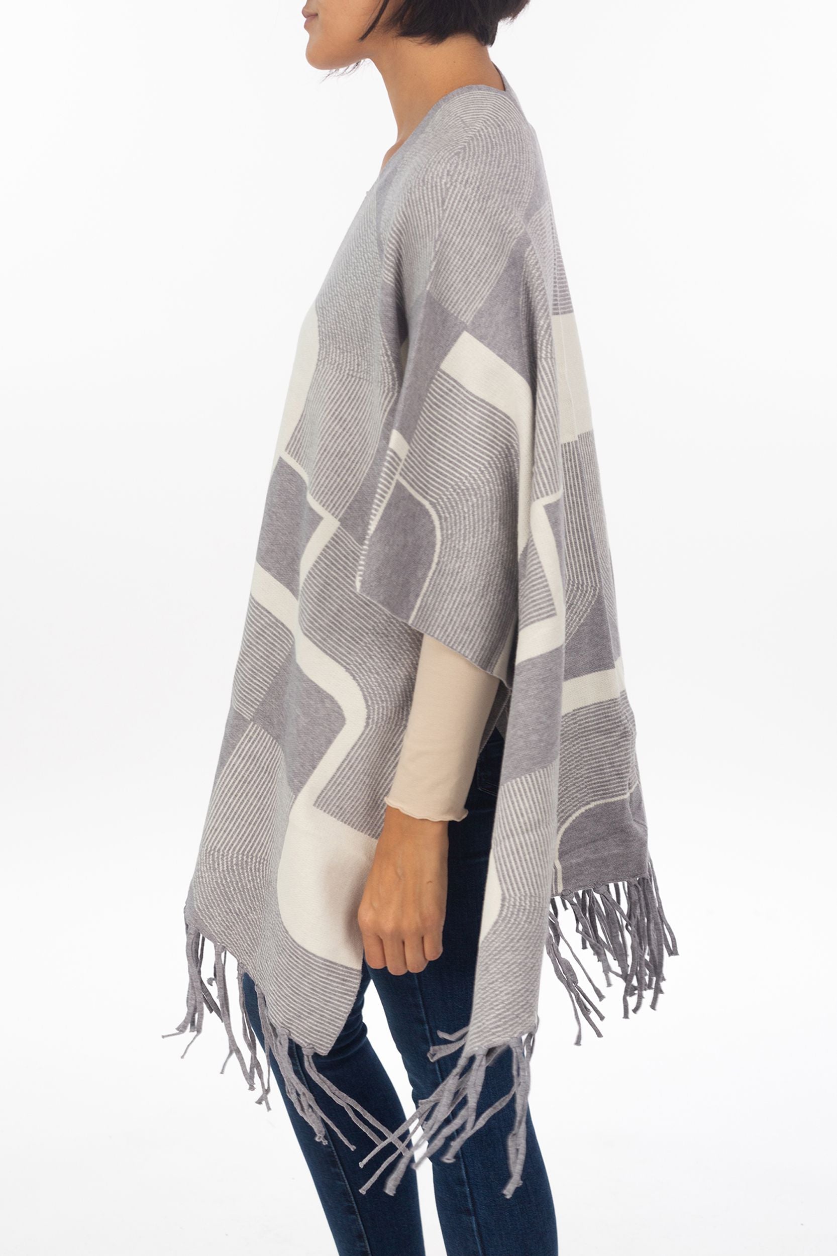 Poncho with fringe