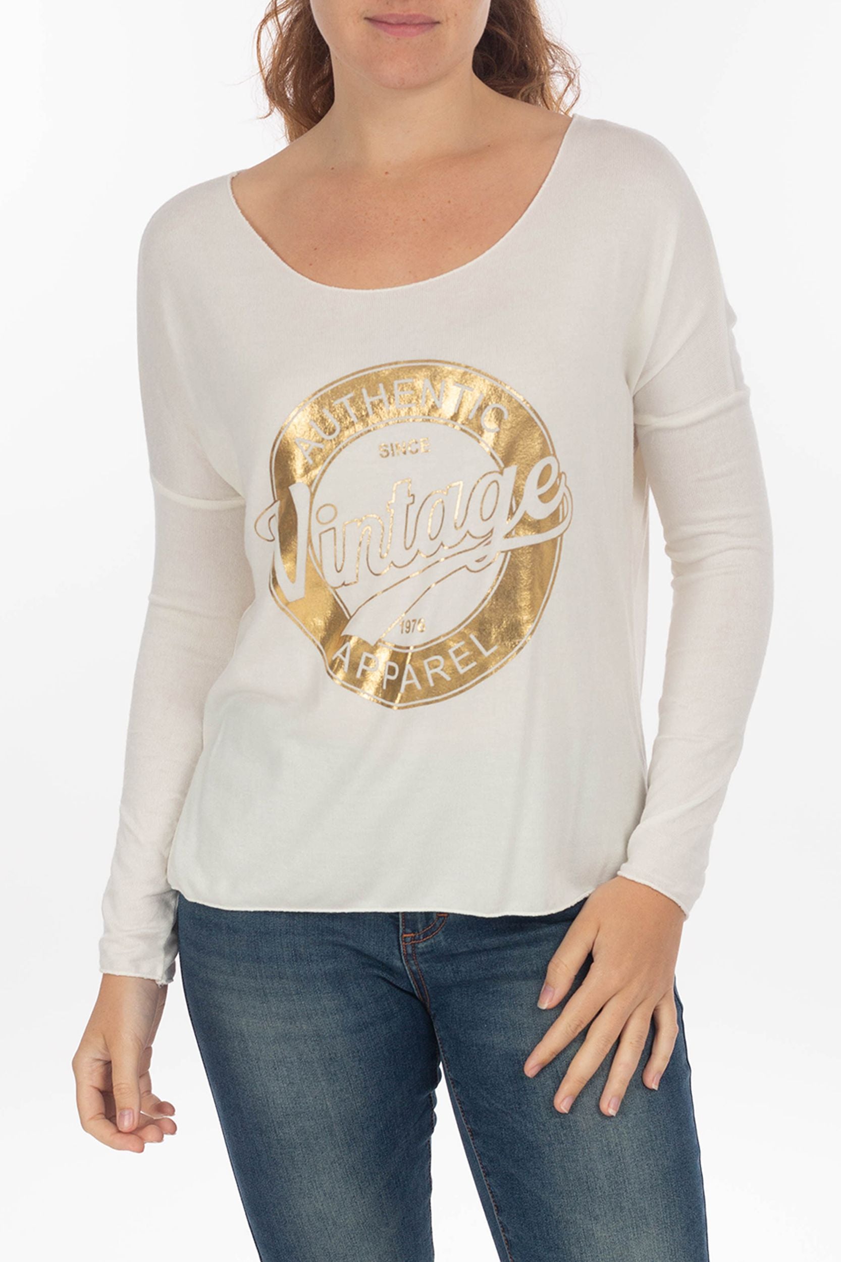 Longsleeve con una stampa d'oro