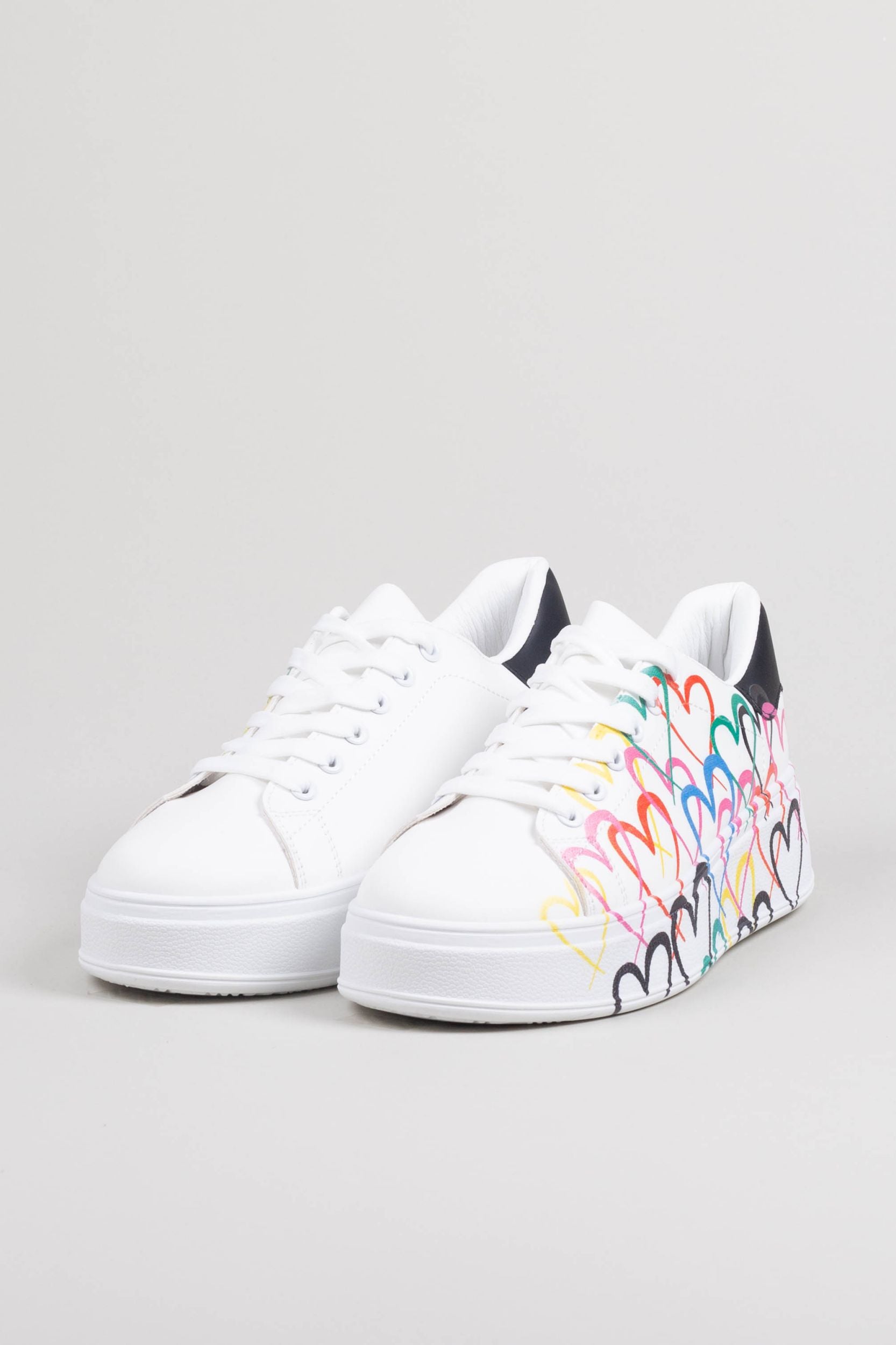 Sneakers with colorful hearts