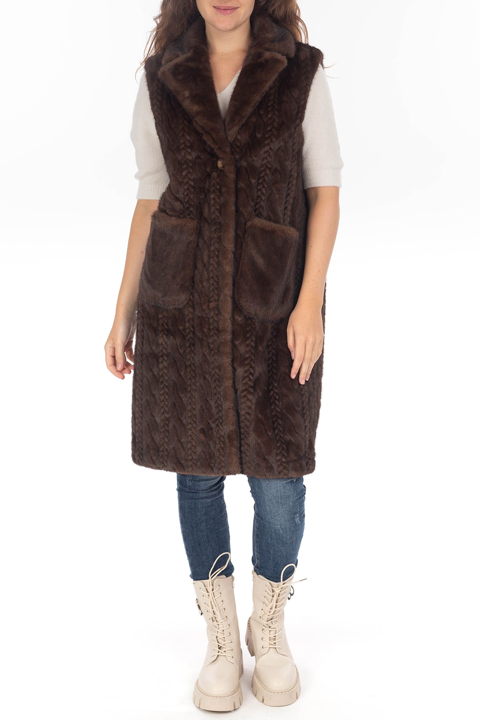 Long Gilet avec Tresser