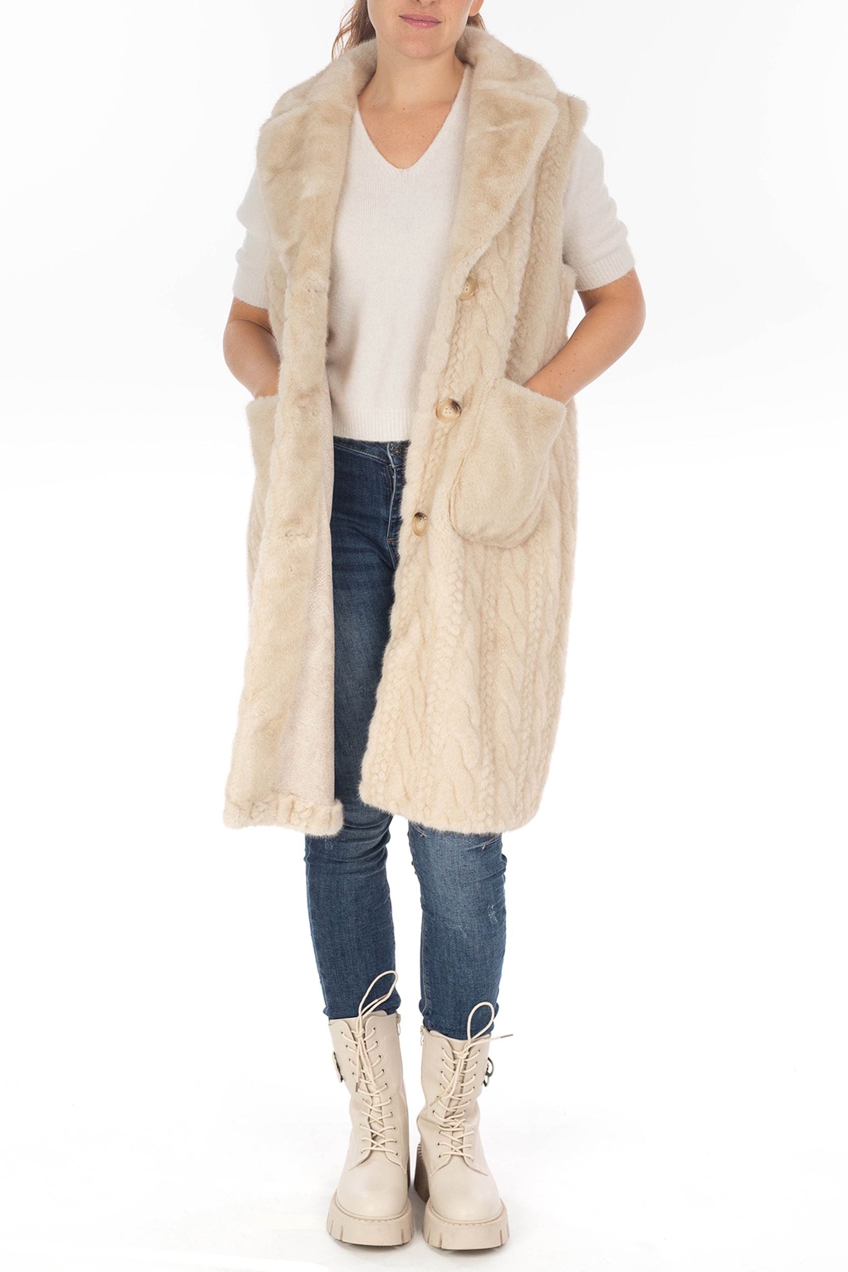 Long Gilet avec Tresser