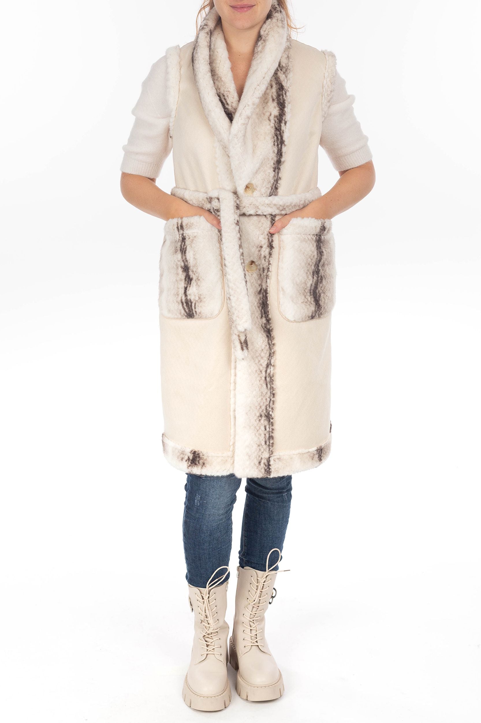 Long vest from web fur