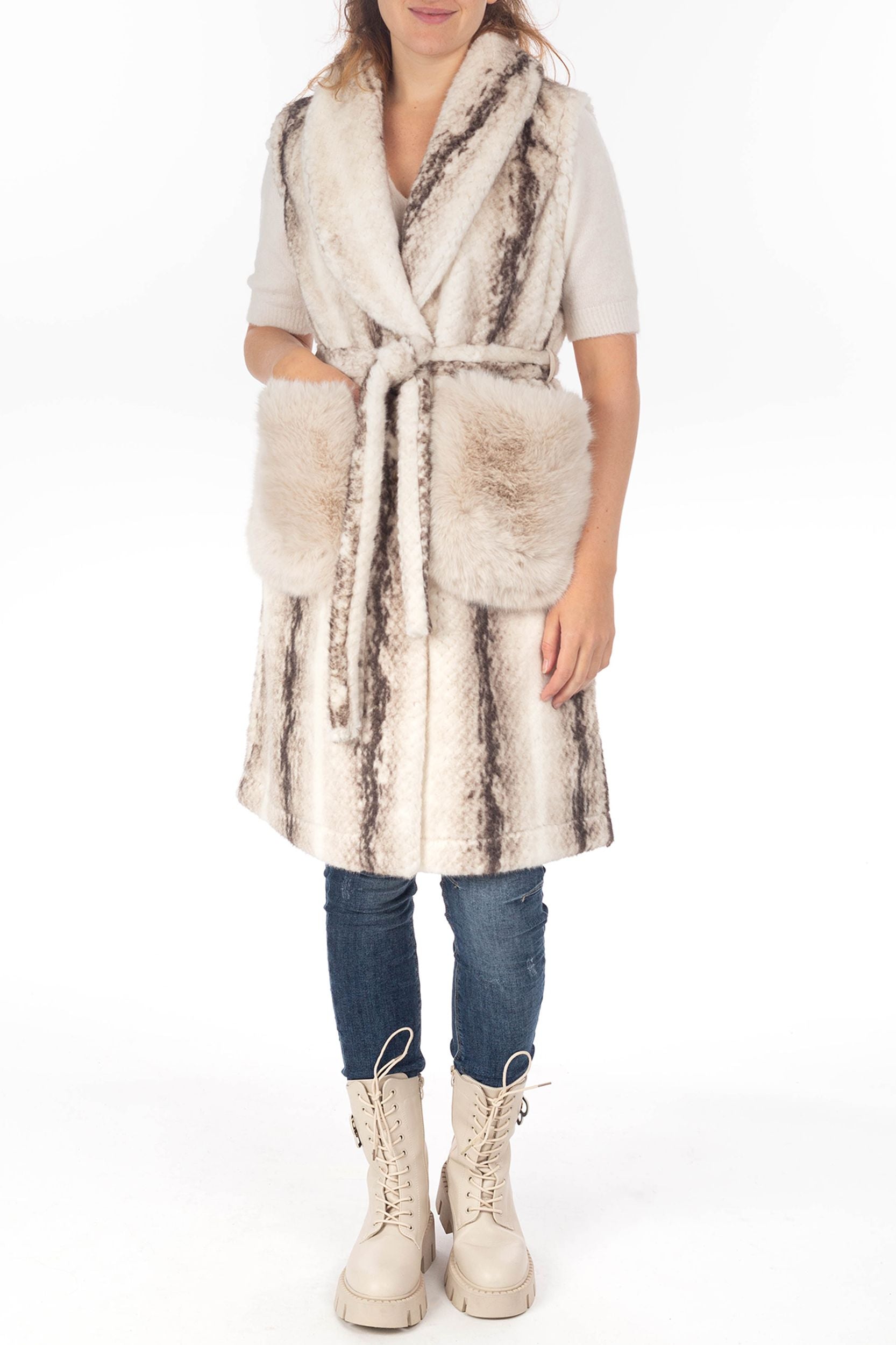 Long vest from web fur