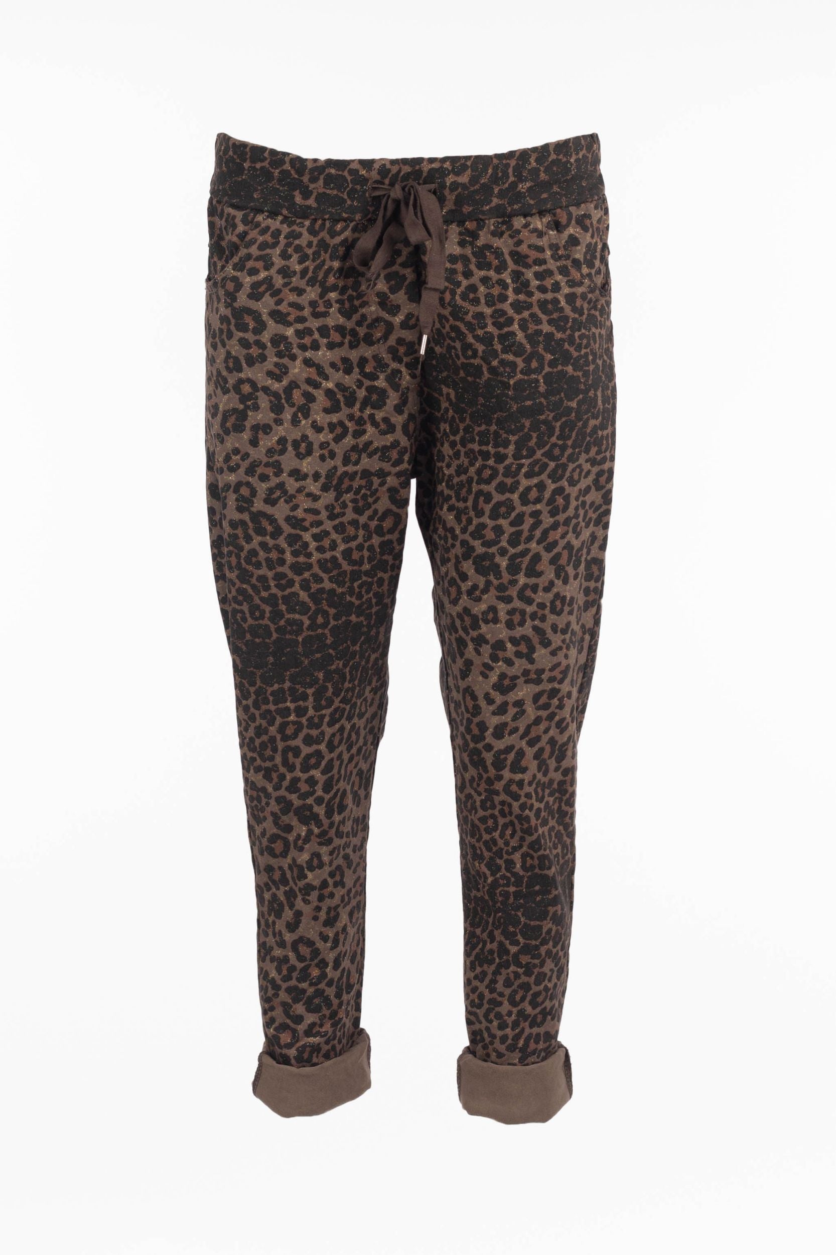 Pantalon décontracté avec ScintillantMotif léopard