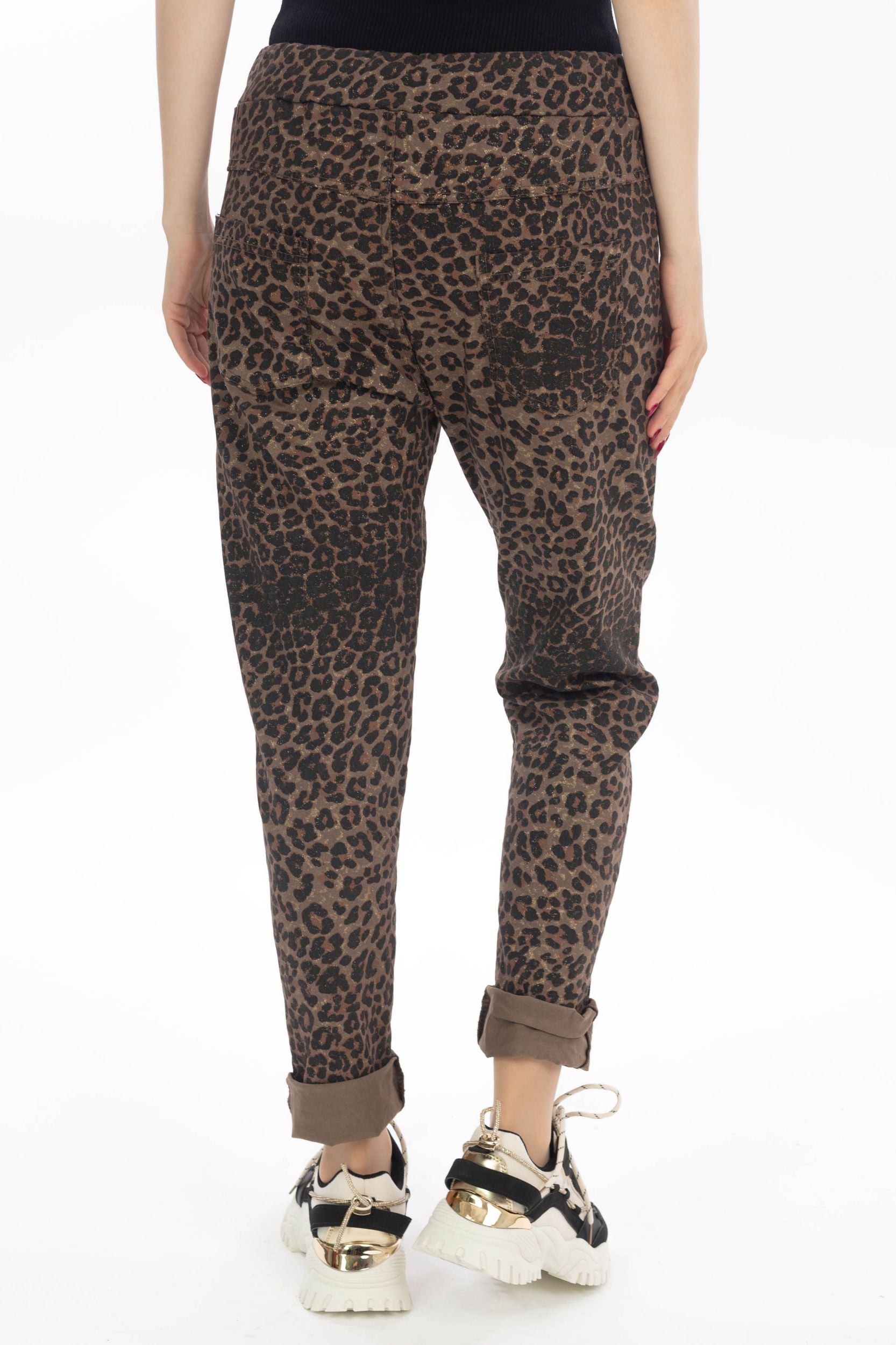 Pantalon décontracté avec ScintillantMotif léopard