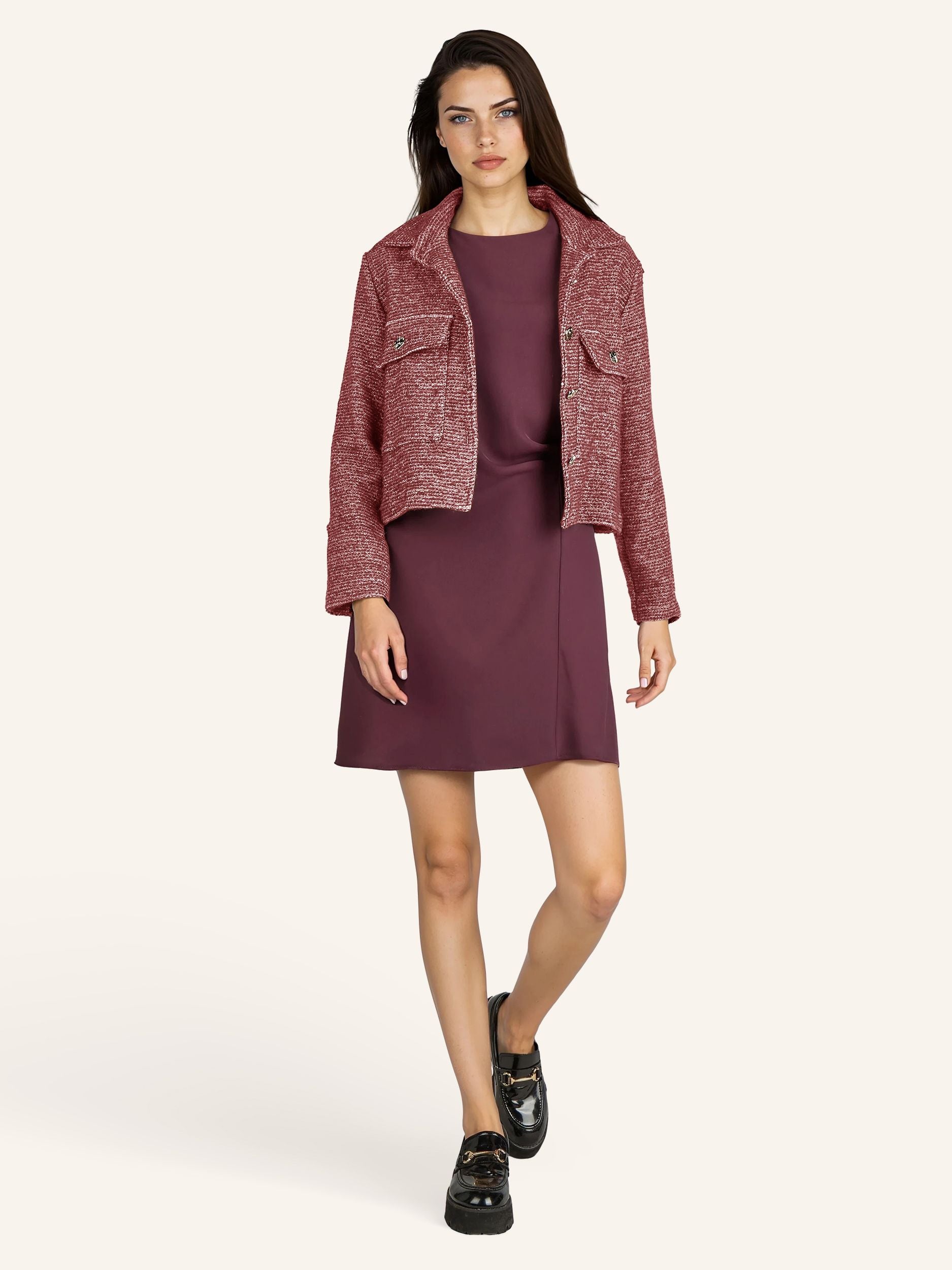 Bouclé-Jacke mit Glitzergarn