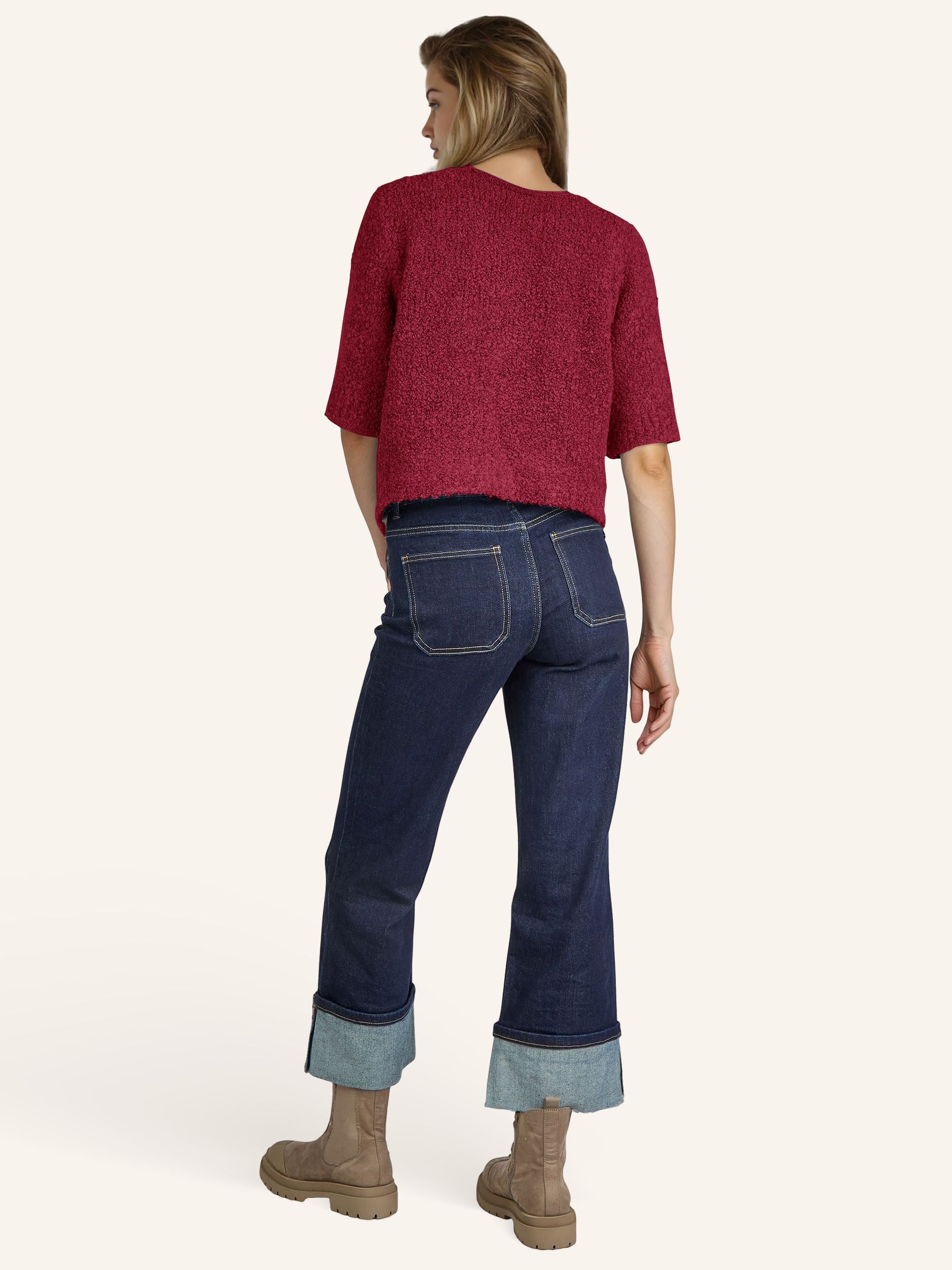 Cardigan bouclé, manches courtes