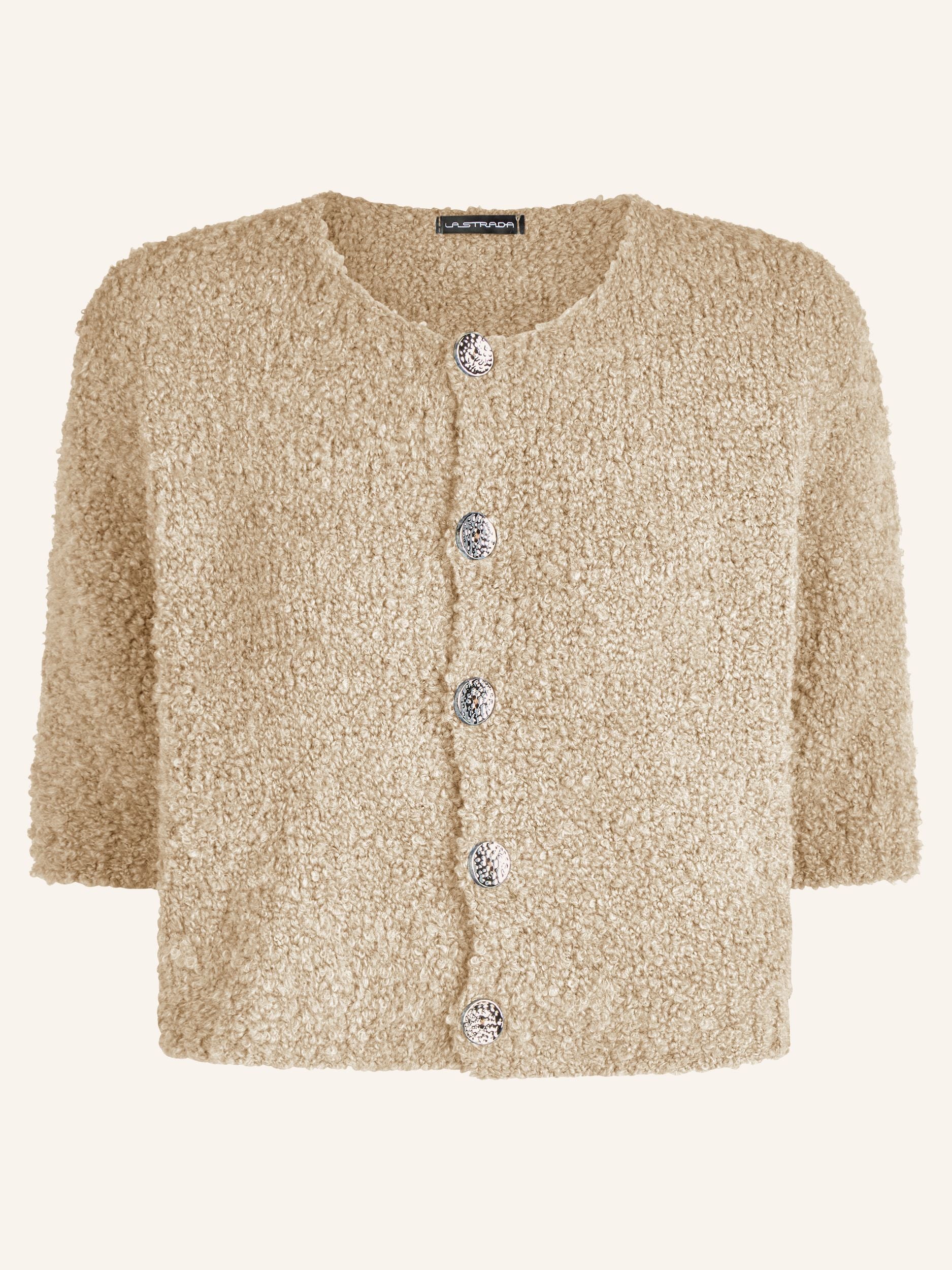 Bouclé cardigan, short sleeves