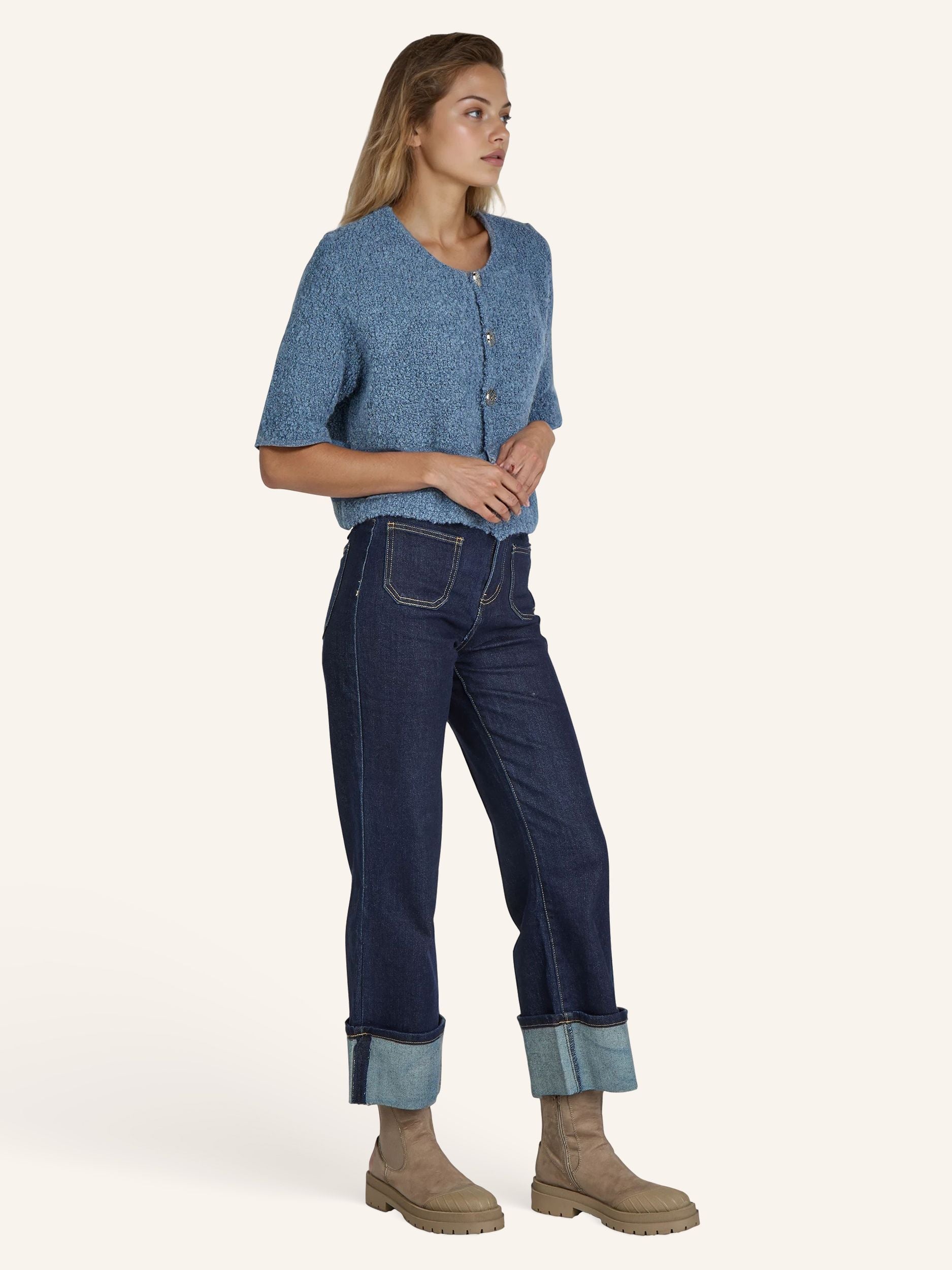 Cardigan bouclé, manches courtes