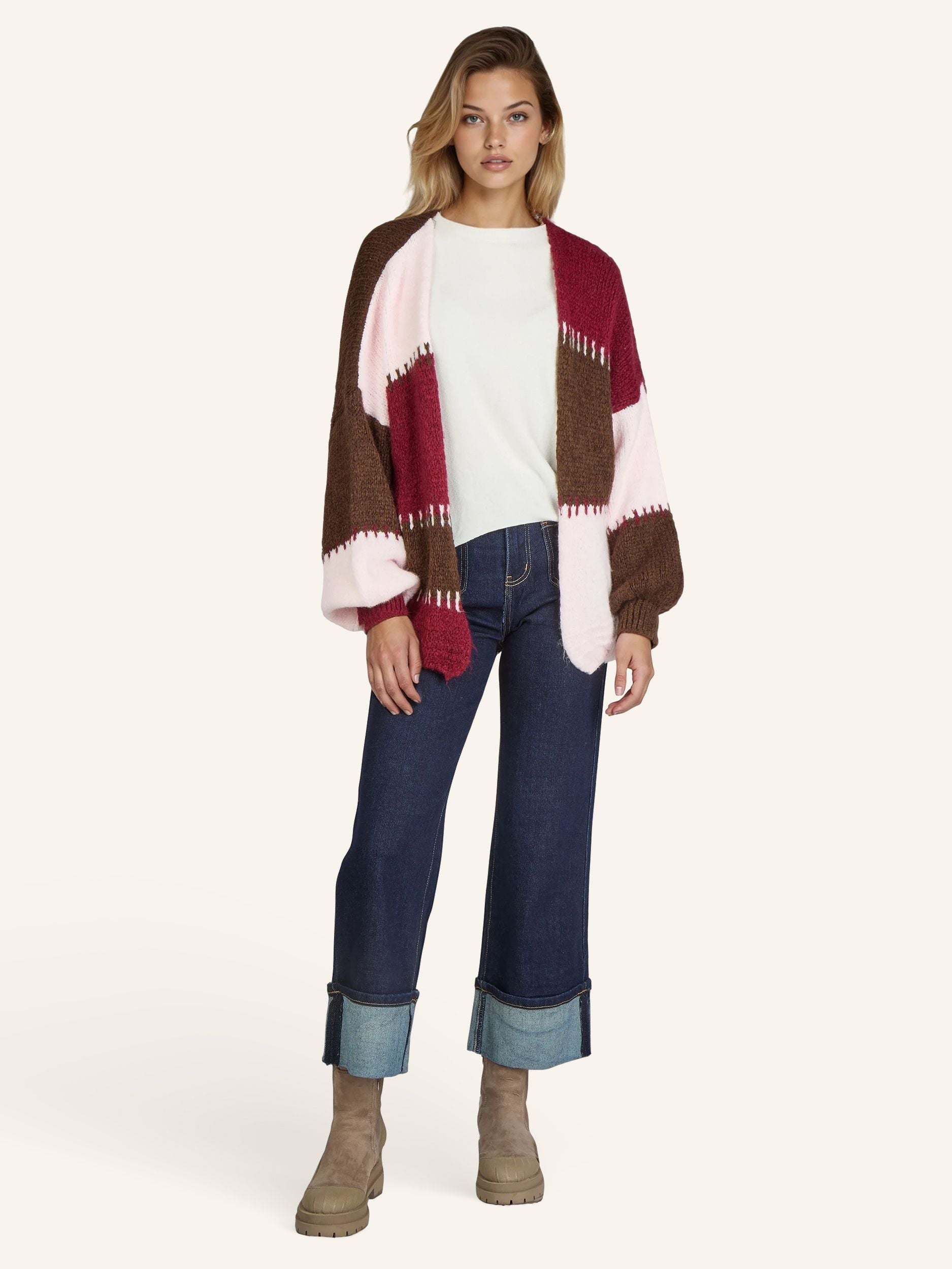 Strickjacke im Colorblock-Design
