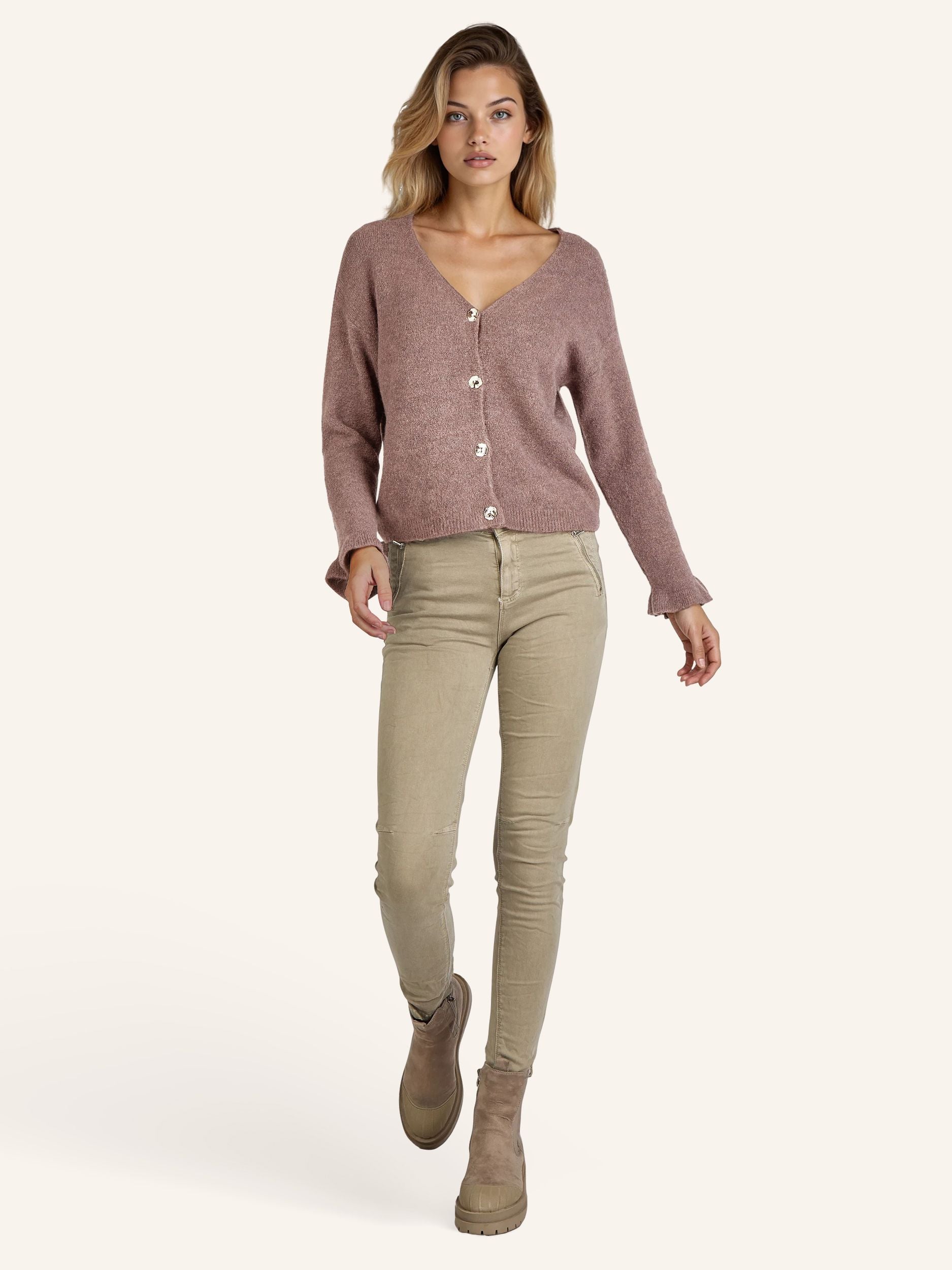 tricot-Cardigan avec boutons brillants