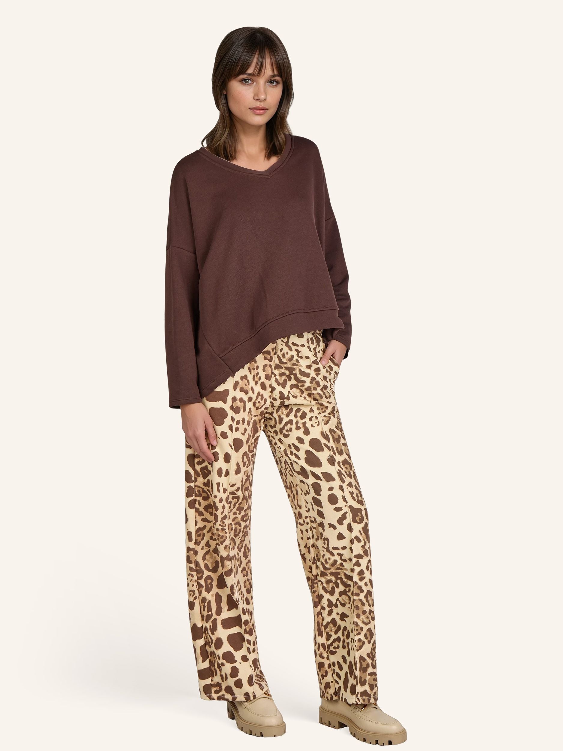 Weit geschnittene Hose mit Animal-Print