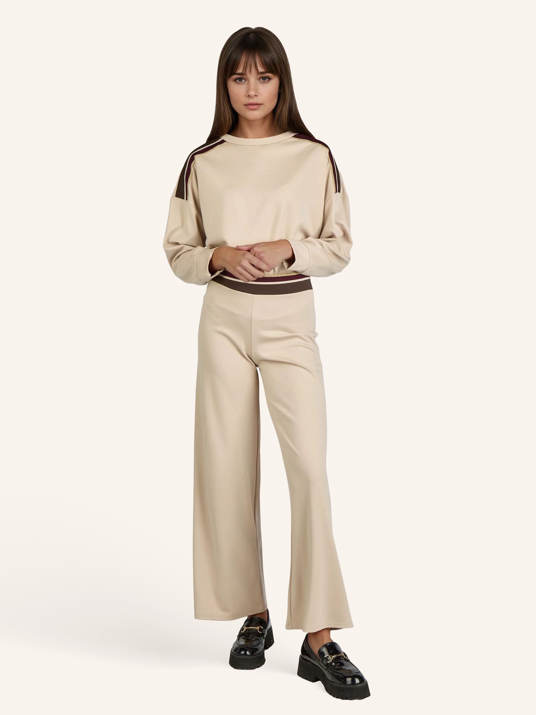 Wide-Leg Hose mit Glitzerbund
