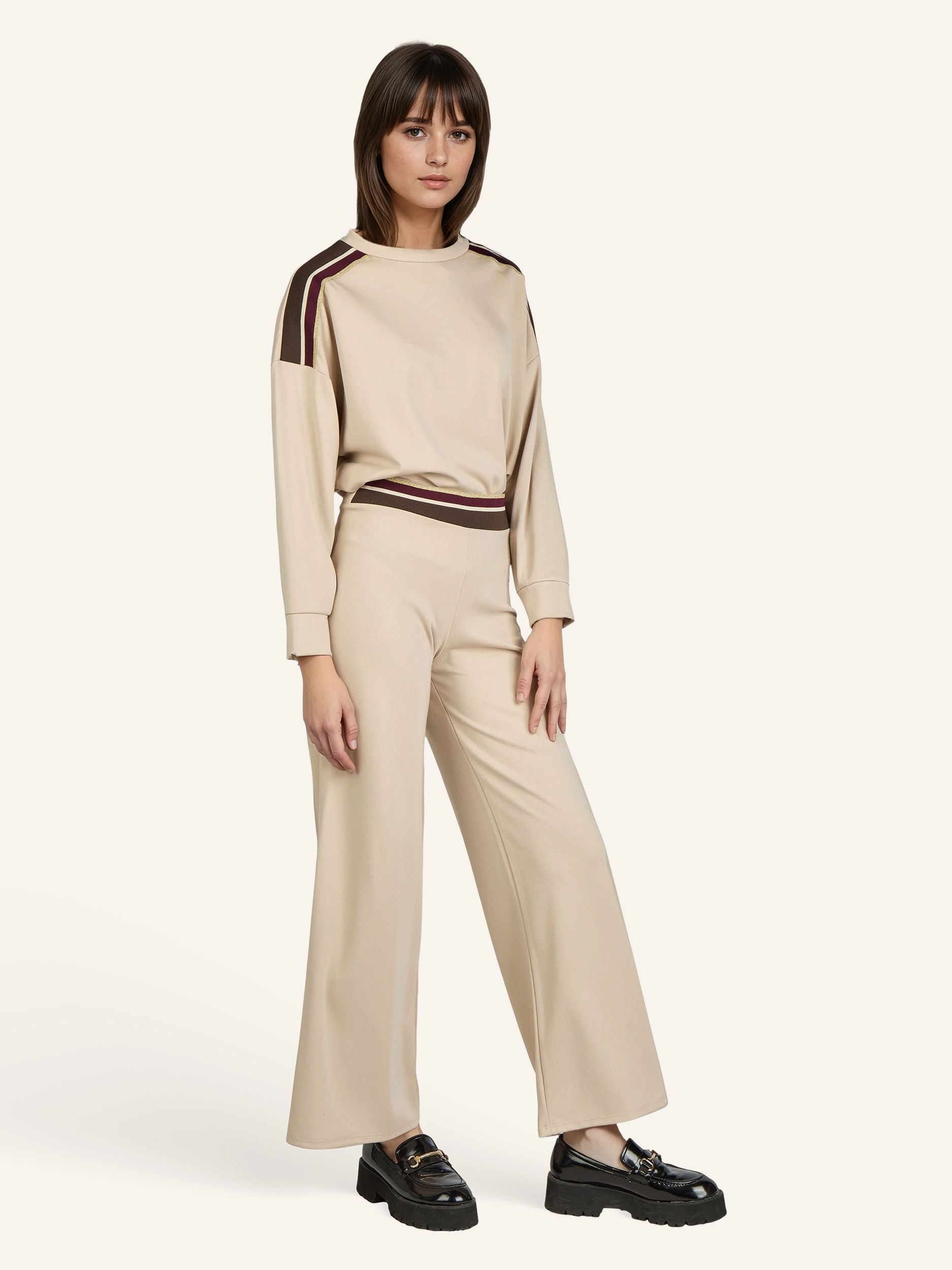 Wide-Leg Hose mit Glitzerbund