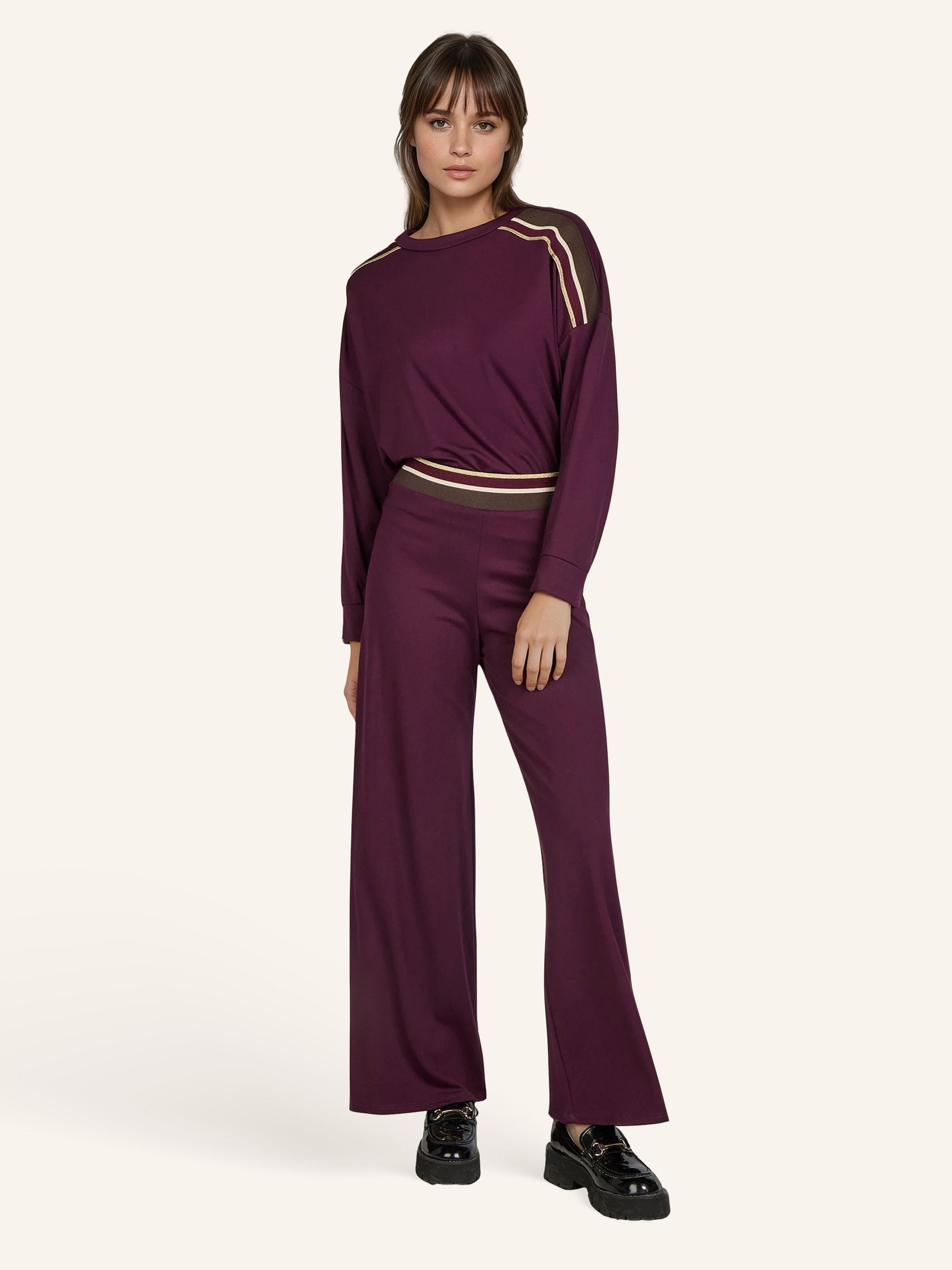 Wide-Leg Hose mit Glitzerbund