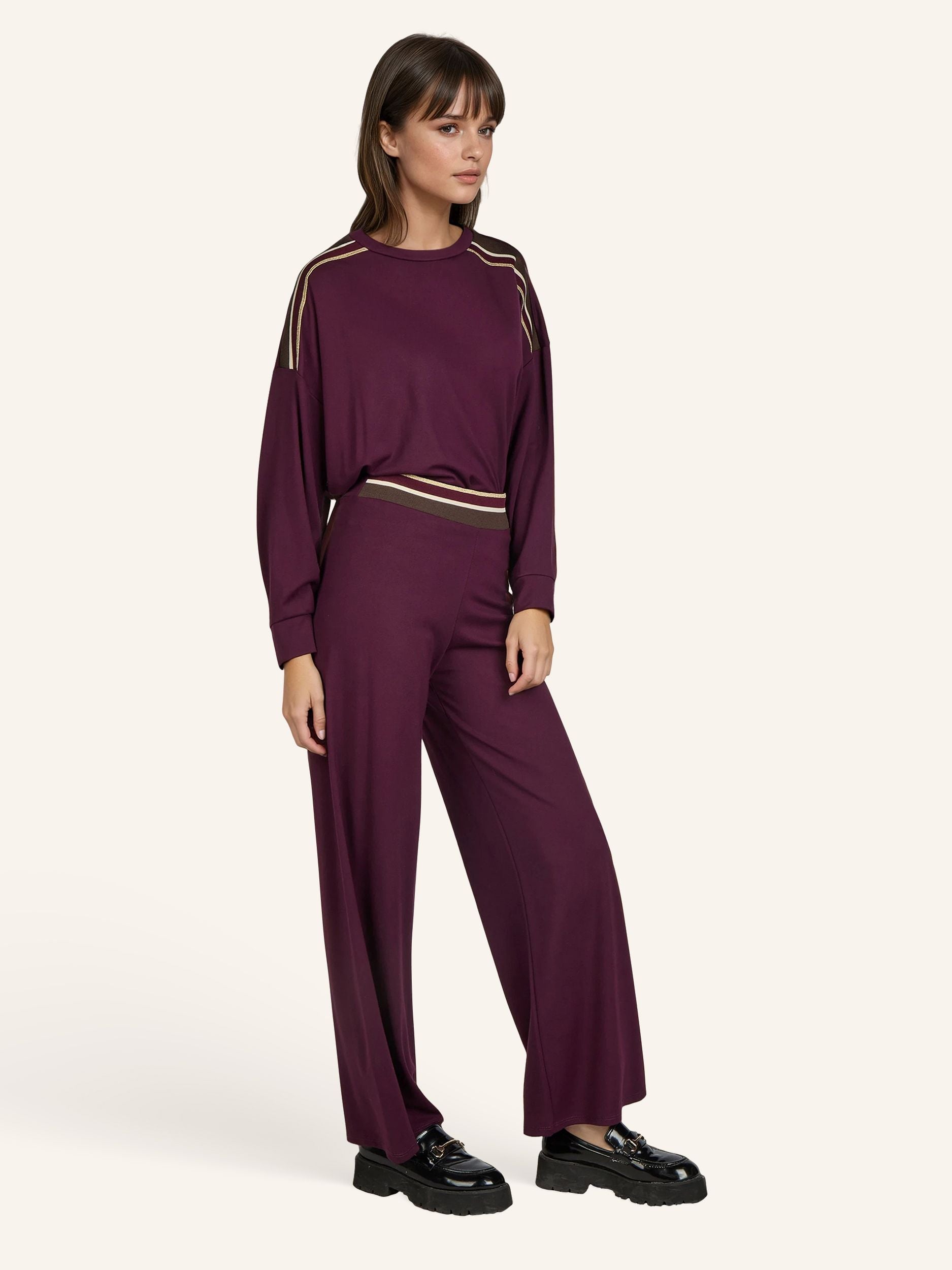 Wide-Leg Hose mit Glitzerbund