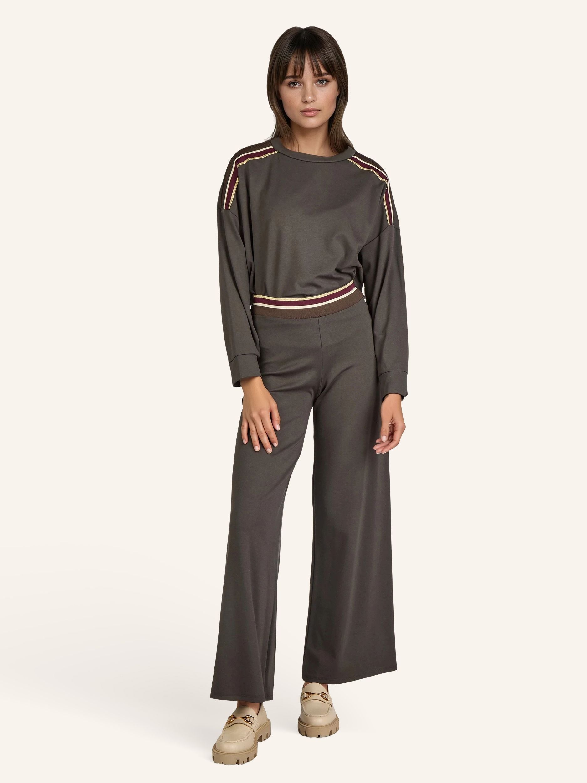 Wide-Leg Hose mit Glitzerbund