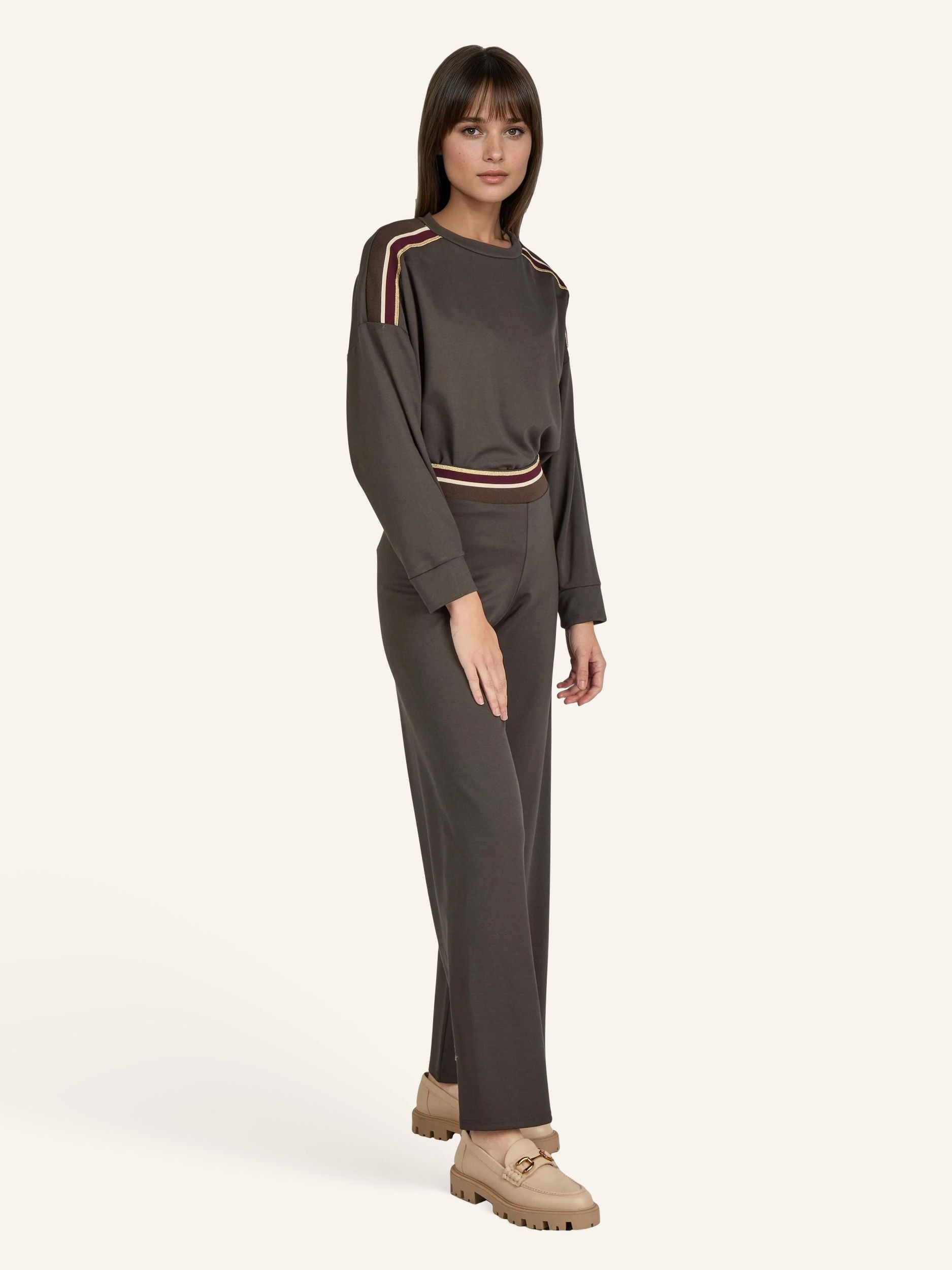 Wide-Leg Hose mit Glitzerbund