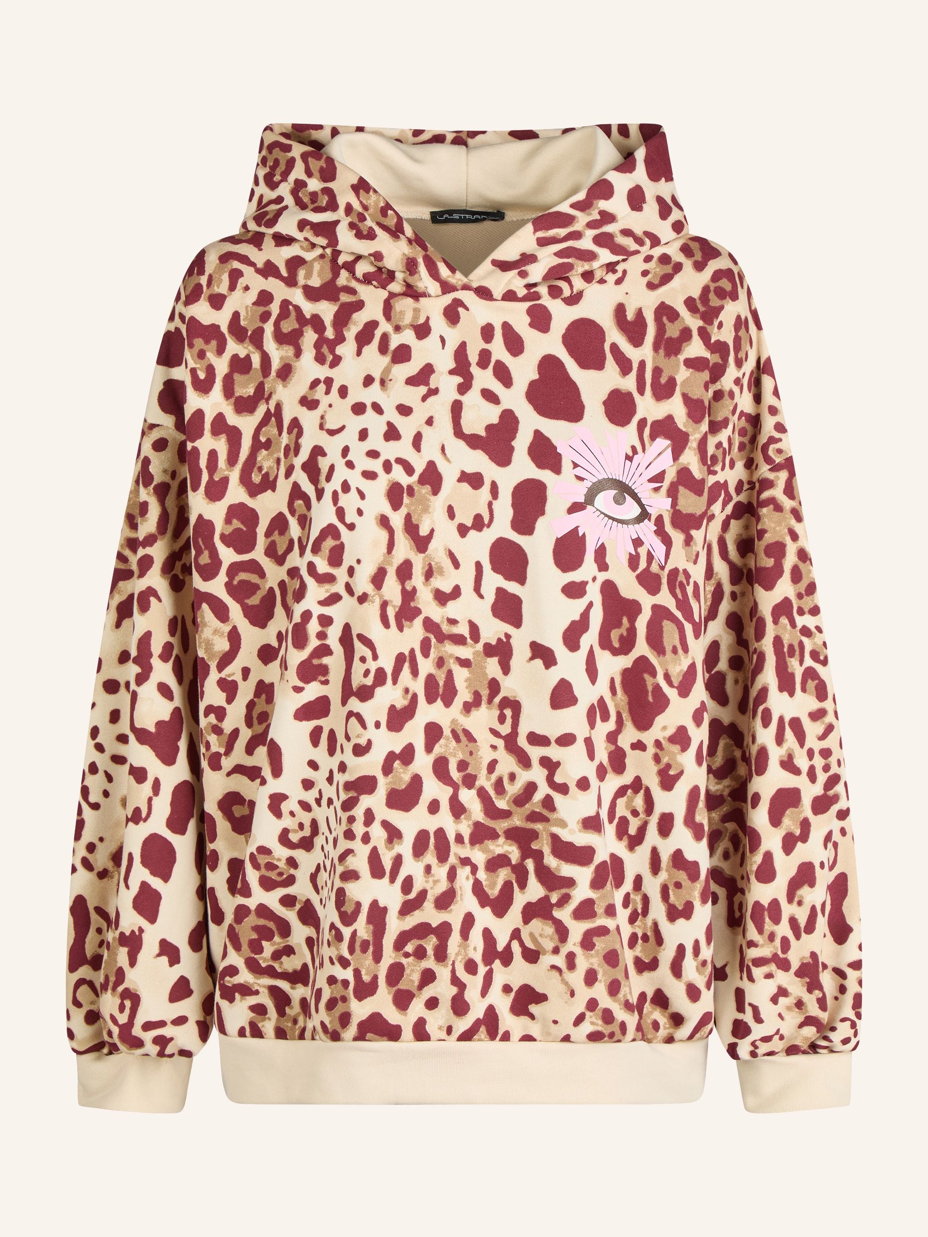 Felpa con cappuccio con stampa animalier e motivo occhi