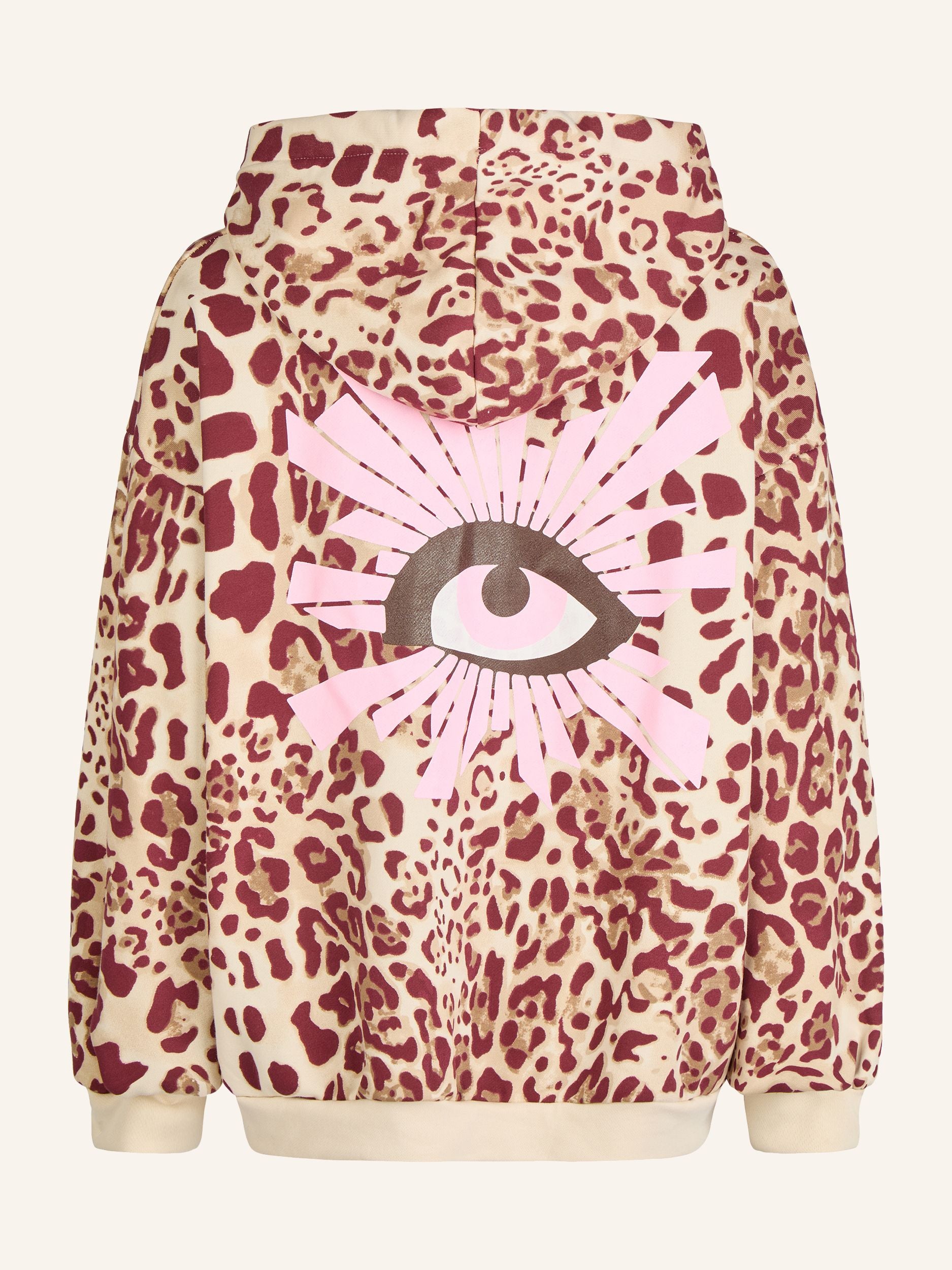 Felpa con cappuccio con stampa animalier e motivo occhi