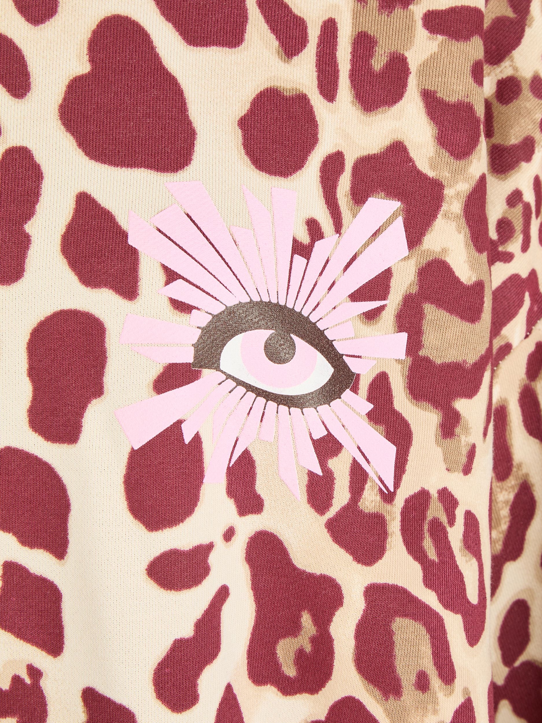 Felpa con cappuccio con stampa animalier e motivo occhi