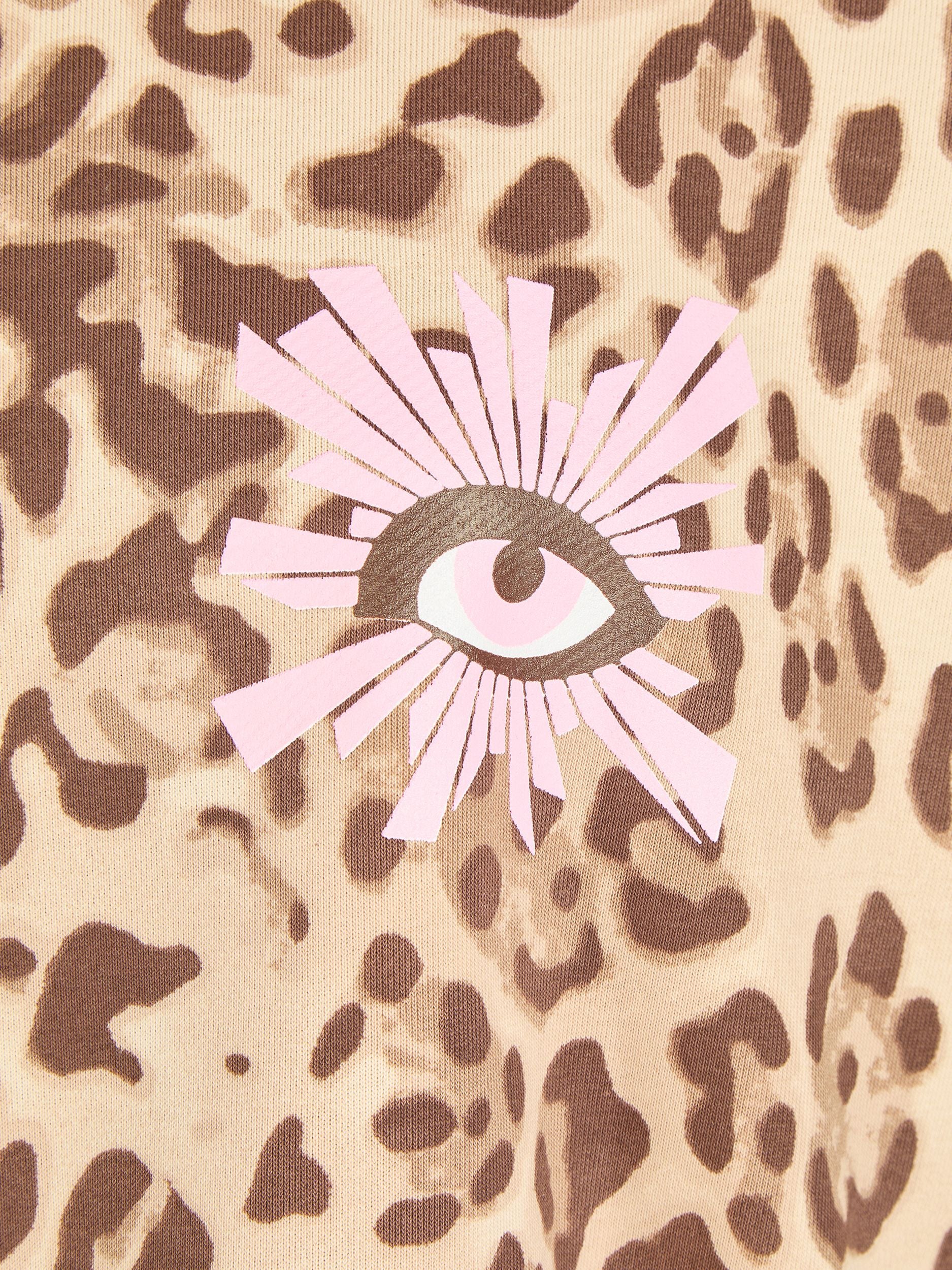 Felpa con cappuccio con stampa animalier e motivo occhi
