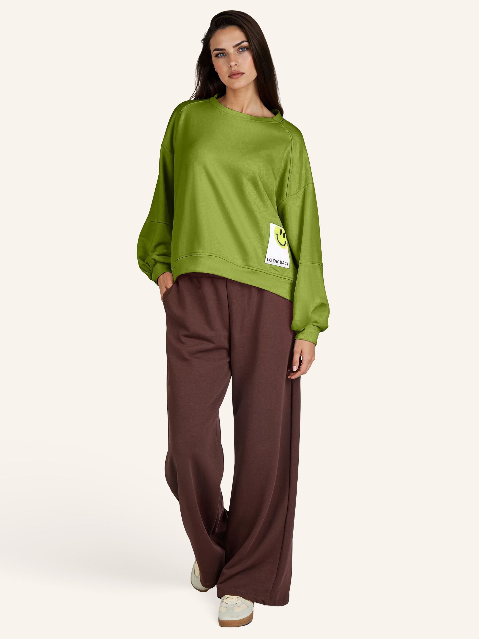 Sweatshirt mit Smiley Applikation